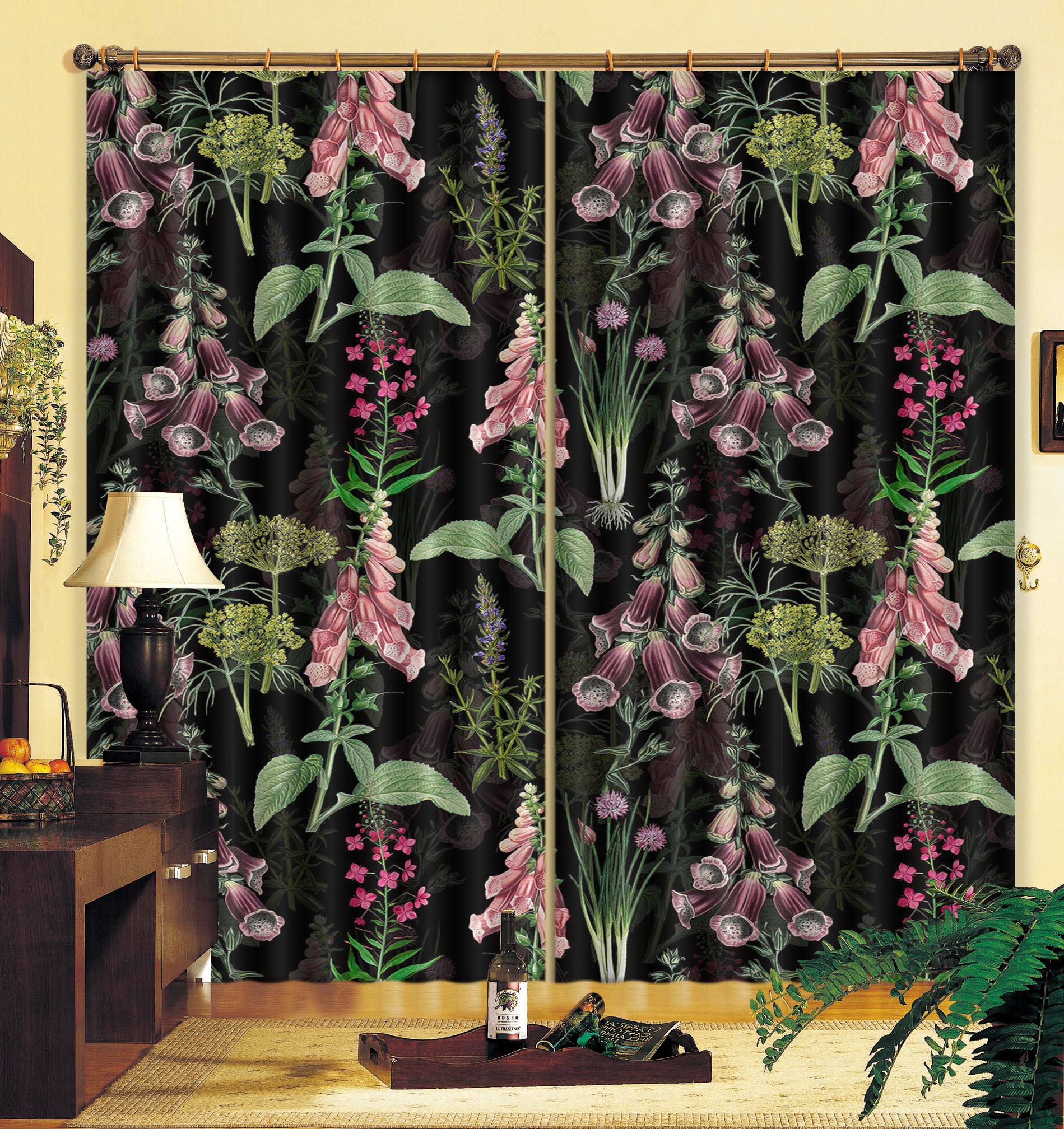 3D Purple Flower 265 Uta Naumann Curtain Curtains Drapes