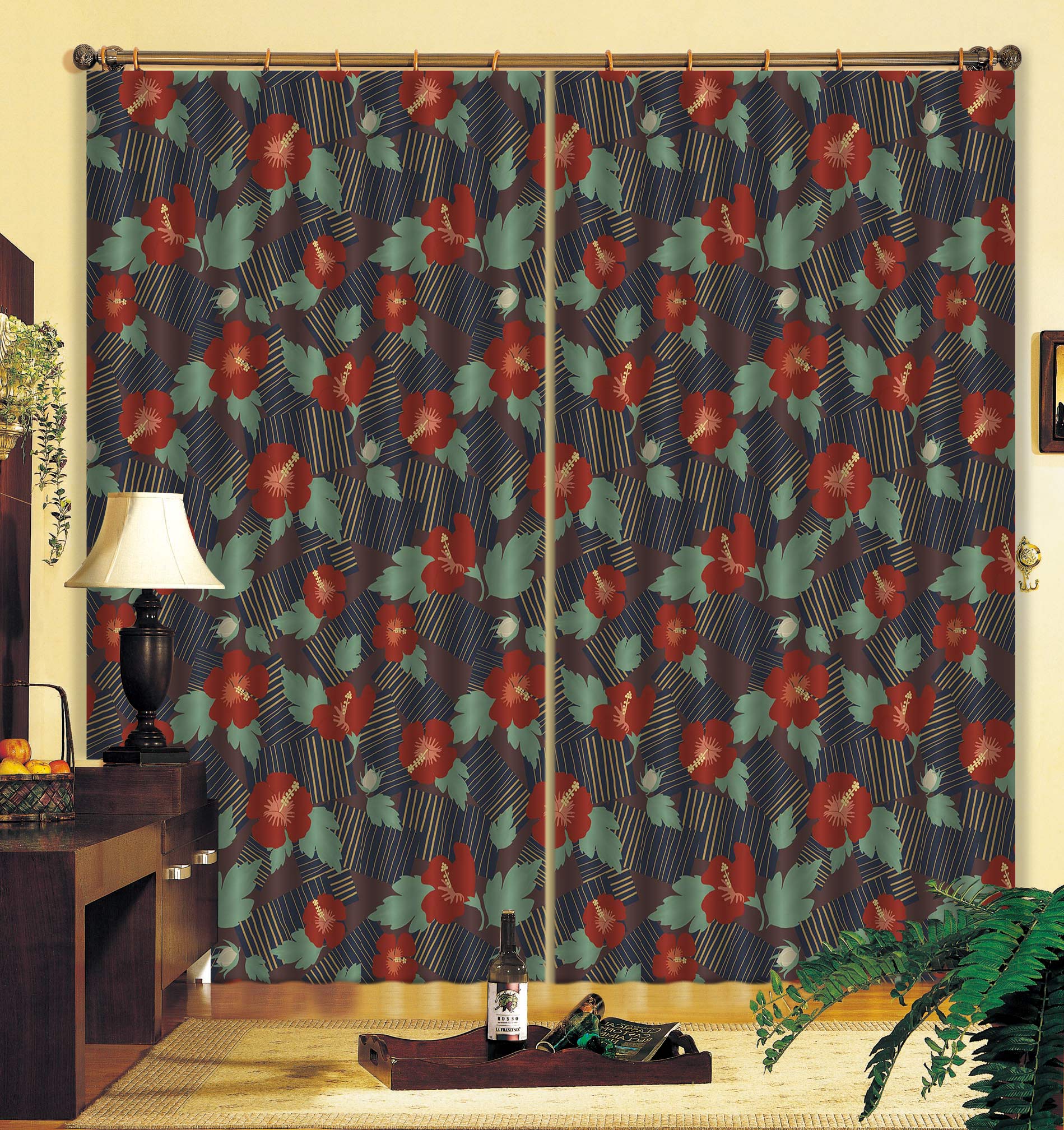 3D Red Flower Pattern 98115 Kasumi Loffler Curtain Curtains Drapes