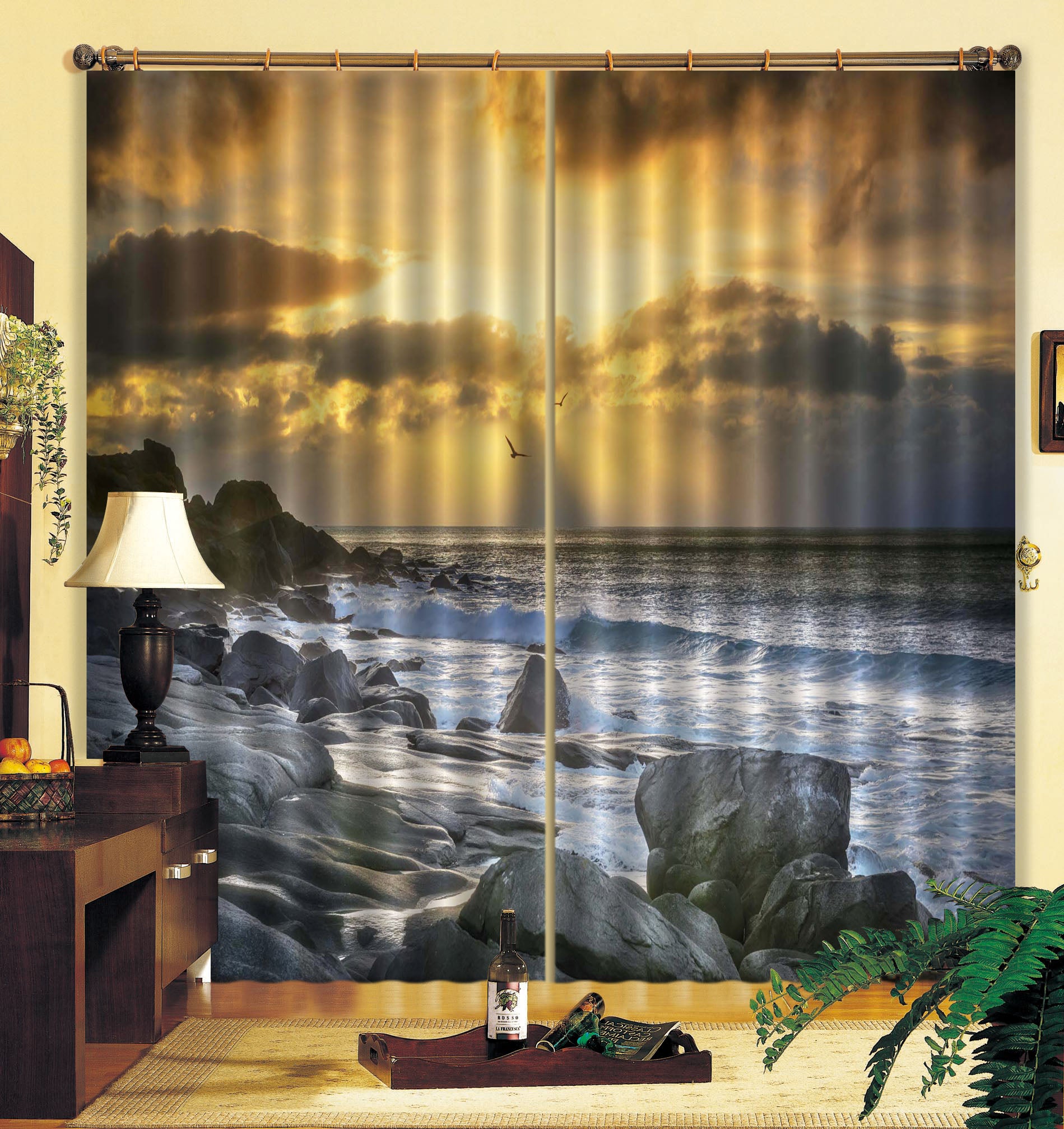 3D River Stones 141 Marco Carmassi Curtain Curtains Drapes