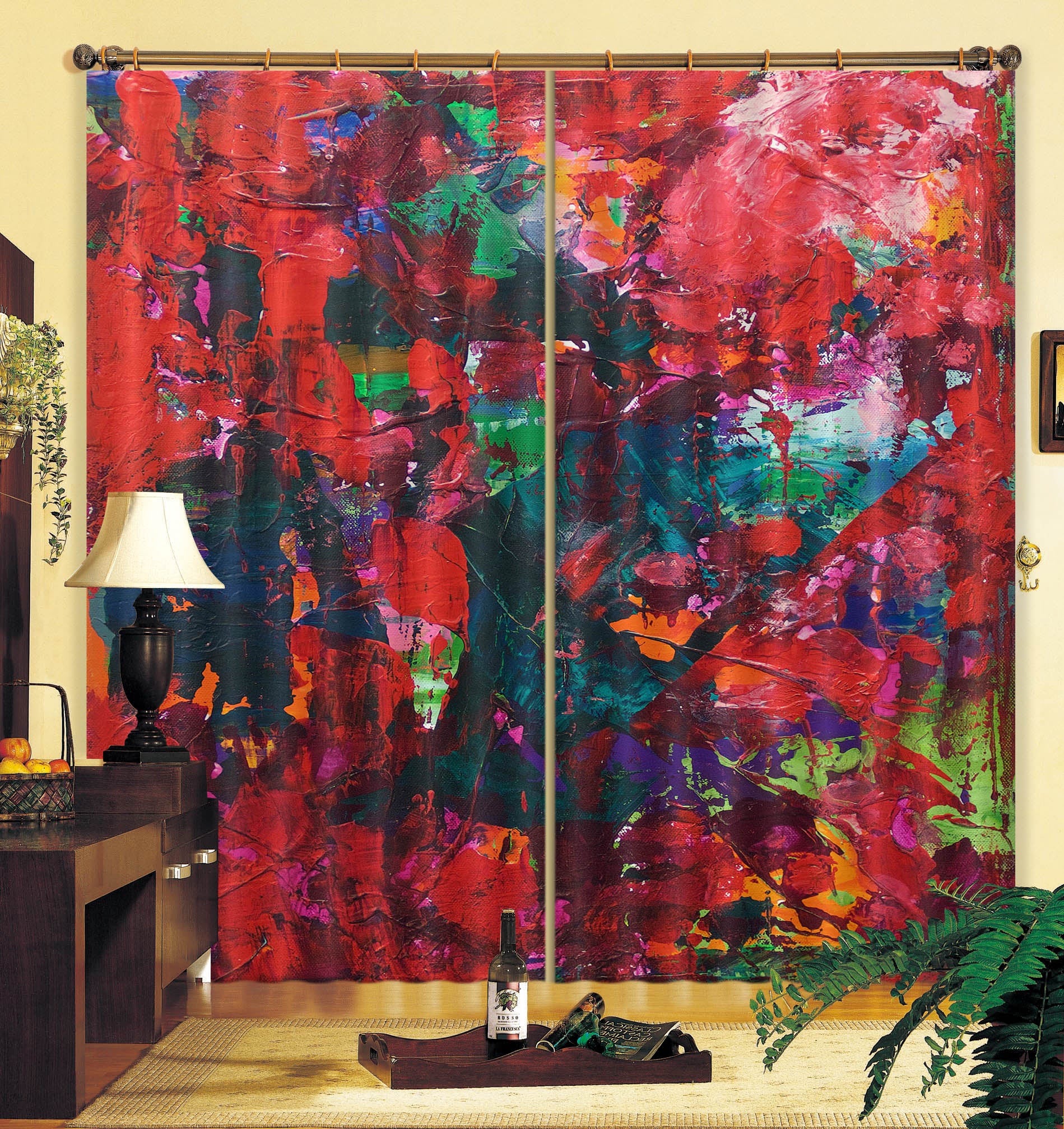 3D Red Forest 110 Allan P. Friedlander Curtain Curtains Drapes