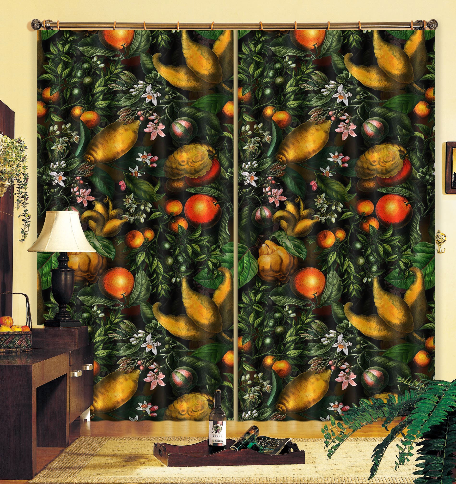 3D Golden Fruit 124 Uta Naumann Curtain Curtains Drapes
