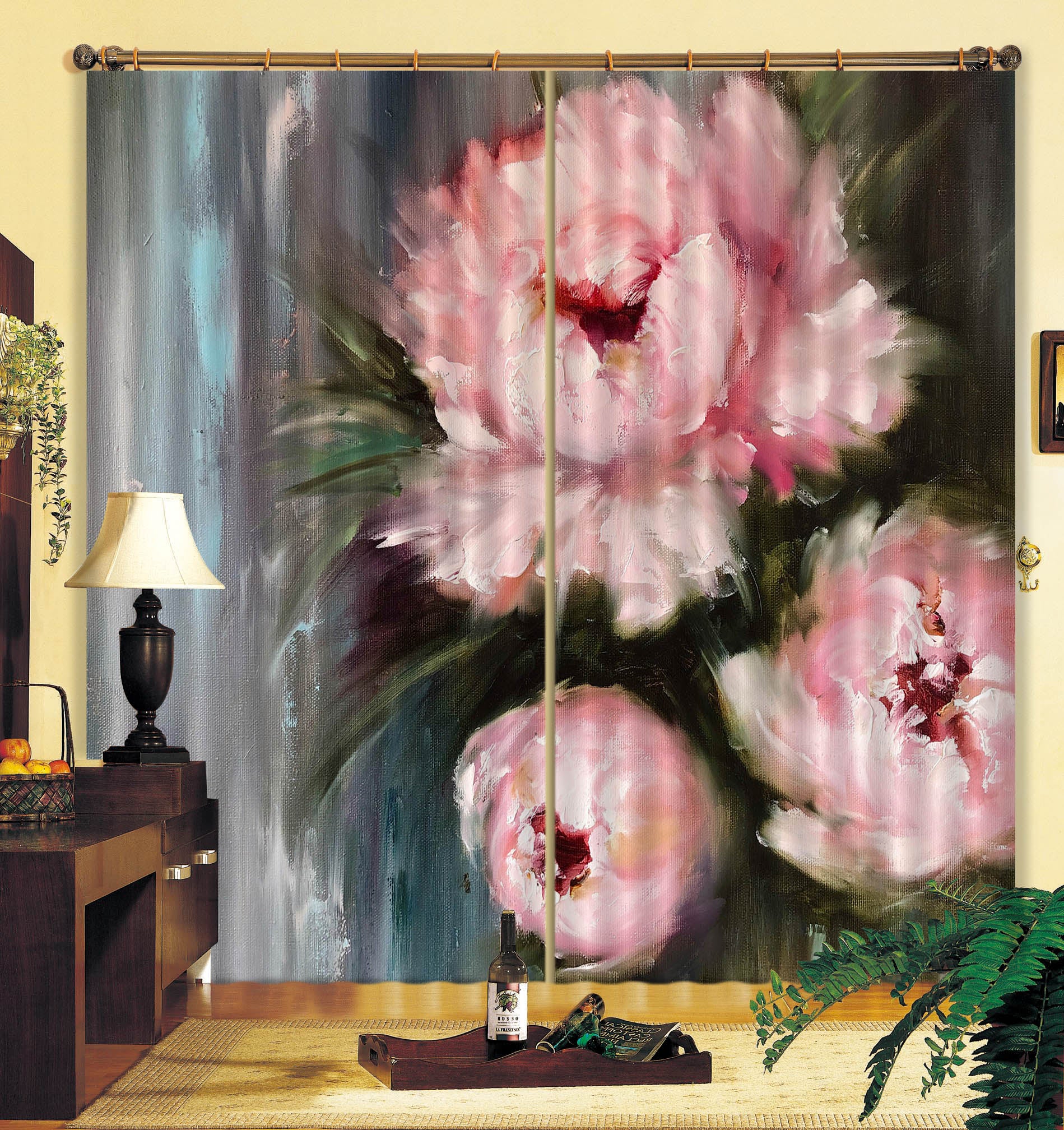 3D Pink Flower 2397 Skromova Marina Curtain Curtains Drapes
