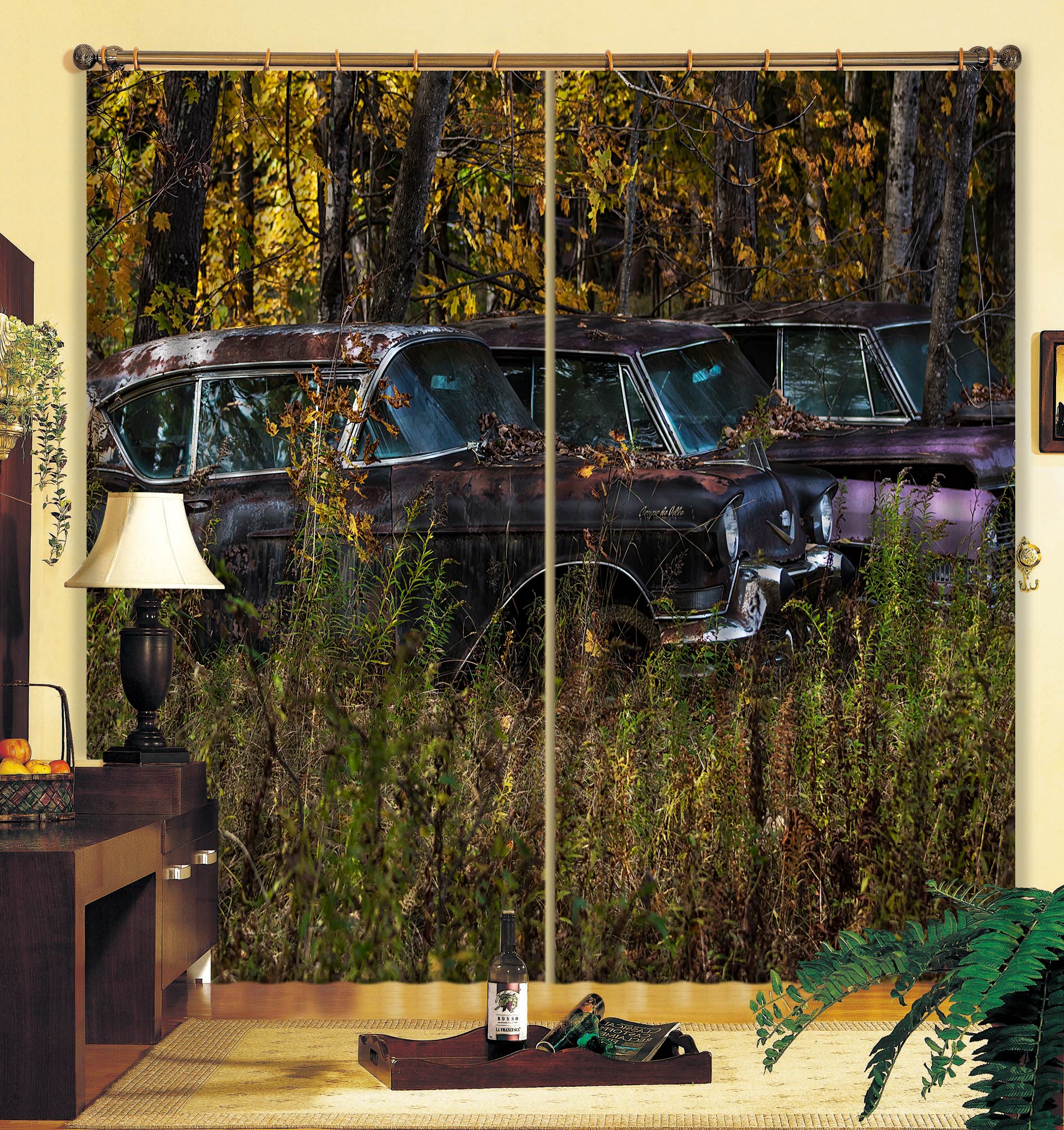 3D Woods Luxury Car 003 Jerry LoFaro Curtain Curtains Drapes