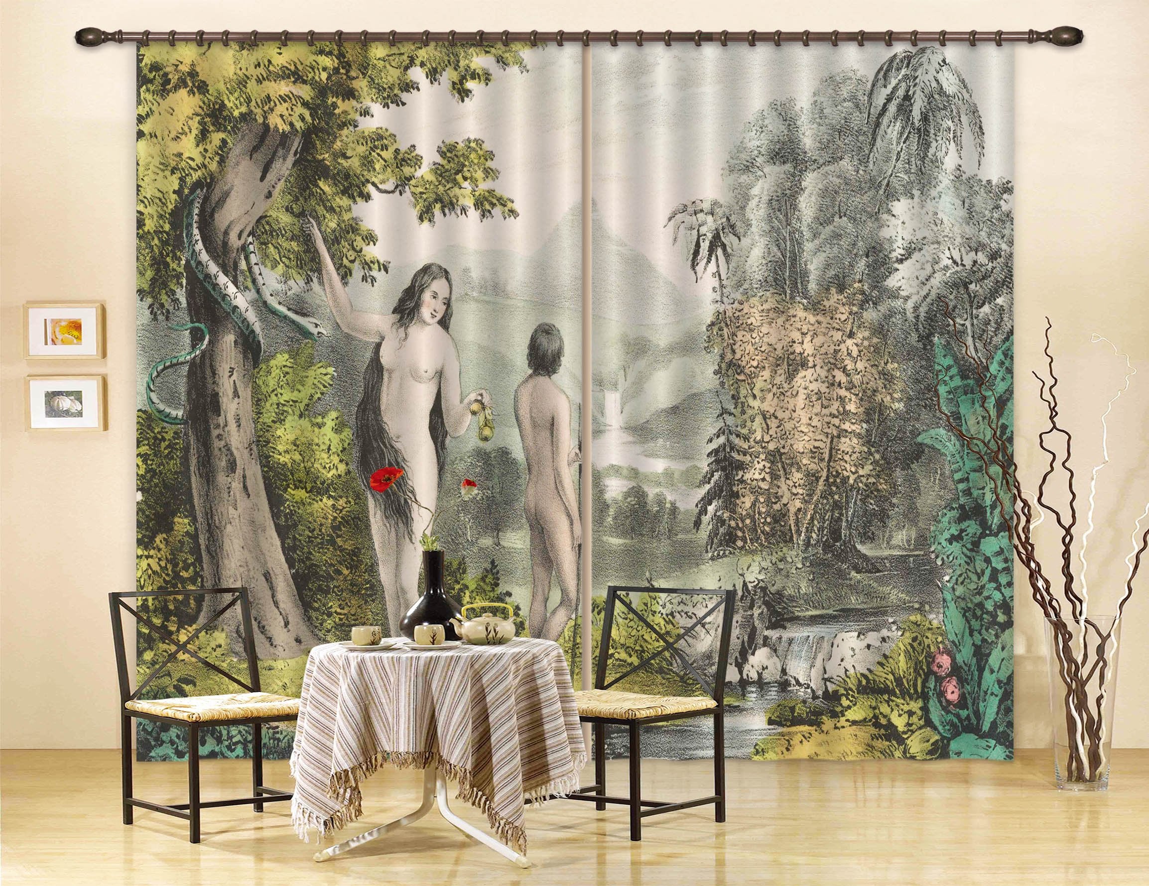 3D Adam Eve Garden 037 Andrea haase Curtain Curtains Drapes Wallpaper AJ Wallpaper 
