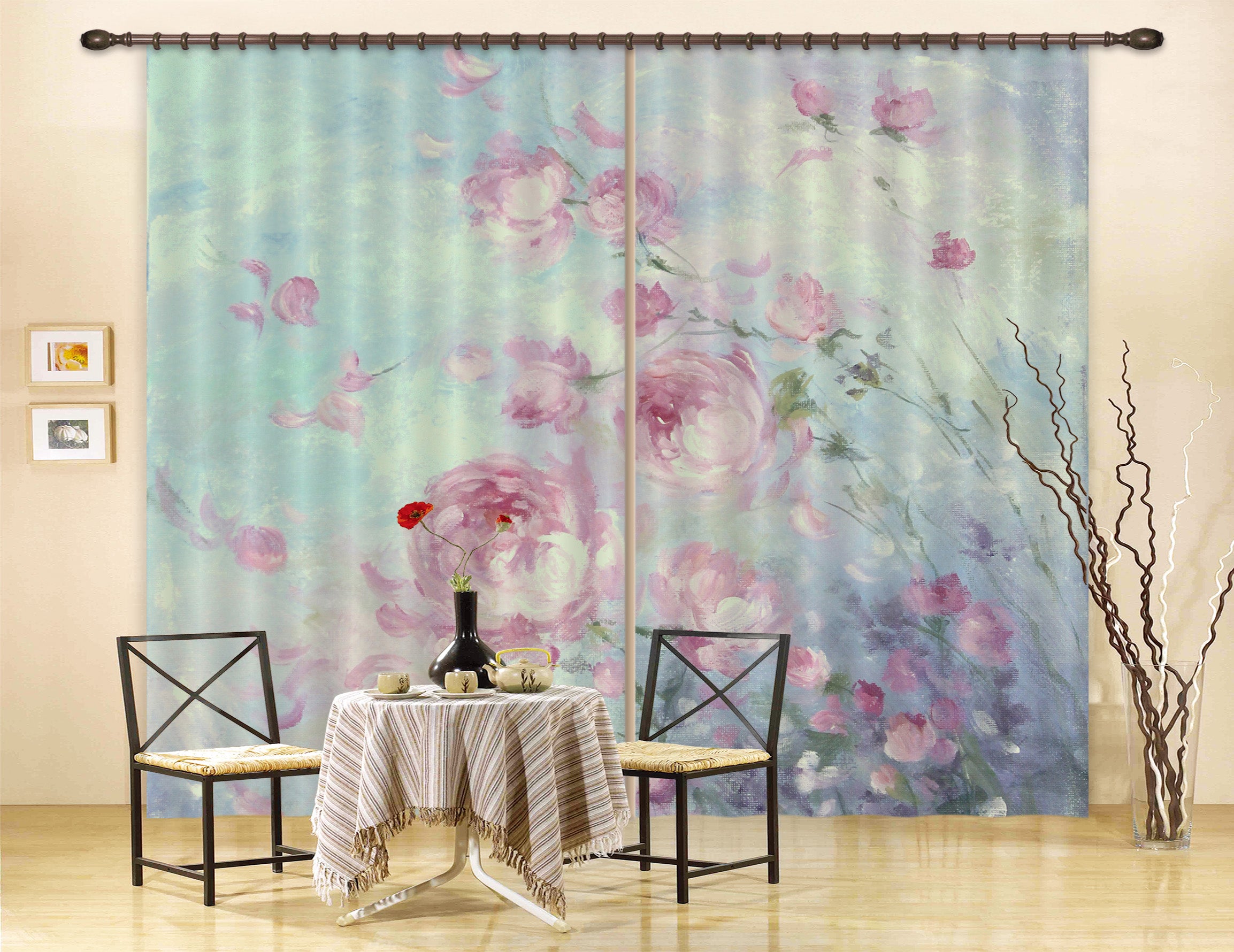 3D Pink Rose Bush Petals 3022 Debi Coules Curtain Curtains Drapes