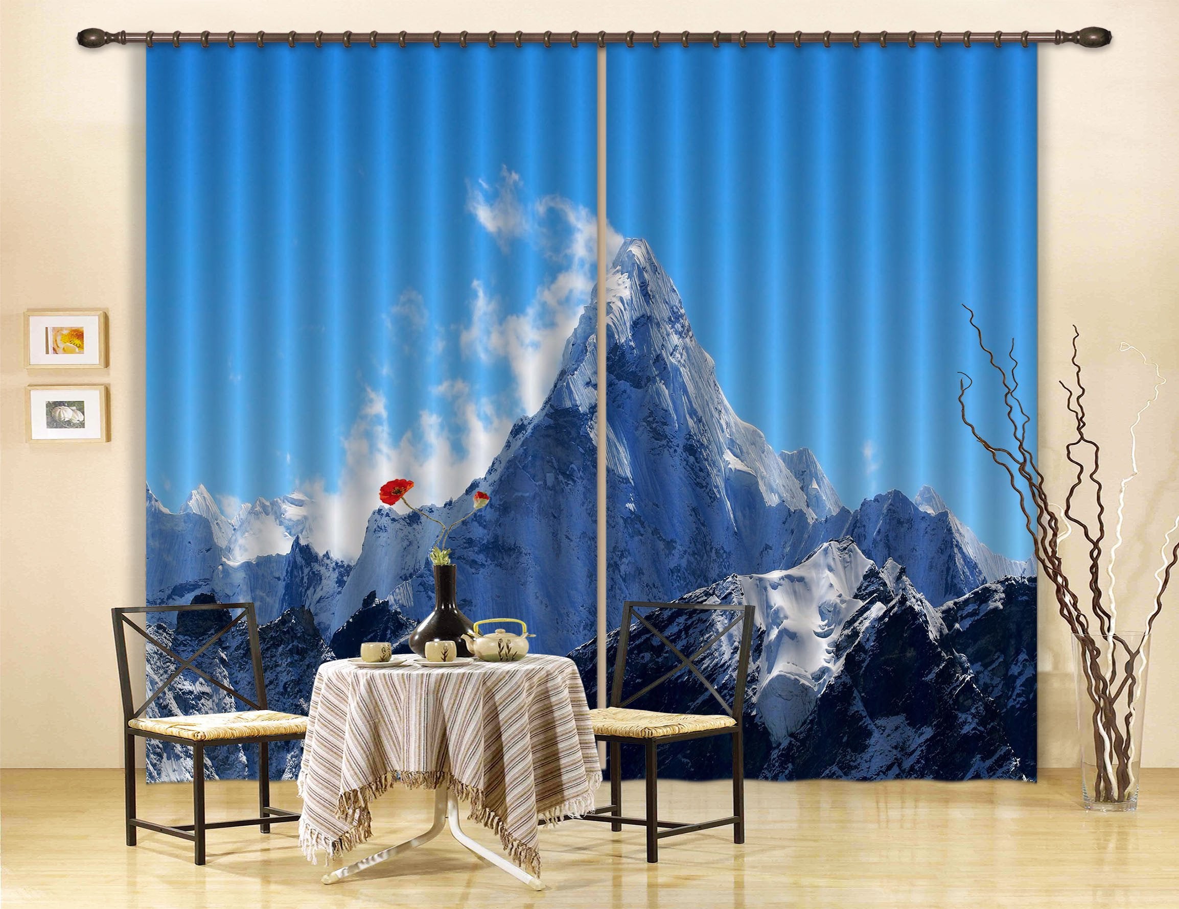 3D Snow Mountain Peaks 671 Curtains Drapes Wallpaper AJ Wallpaper 