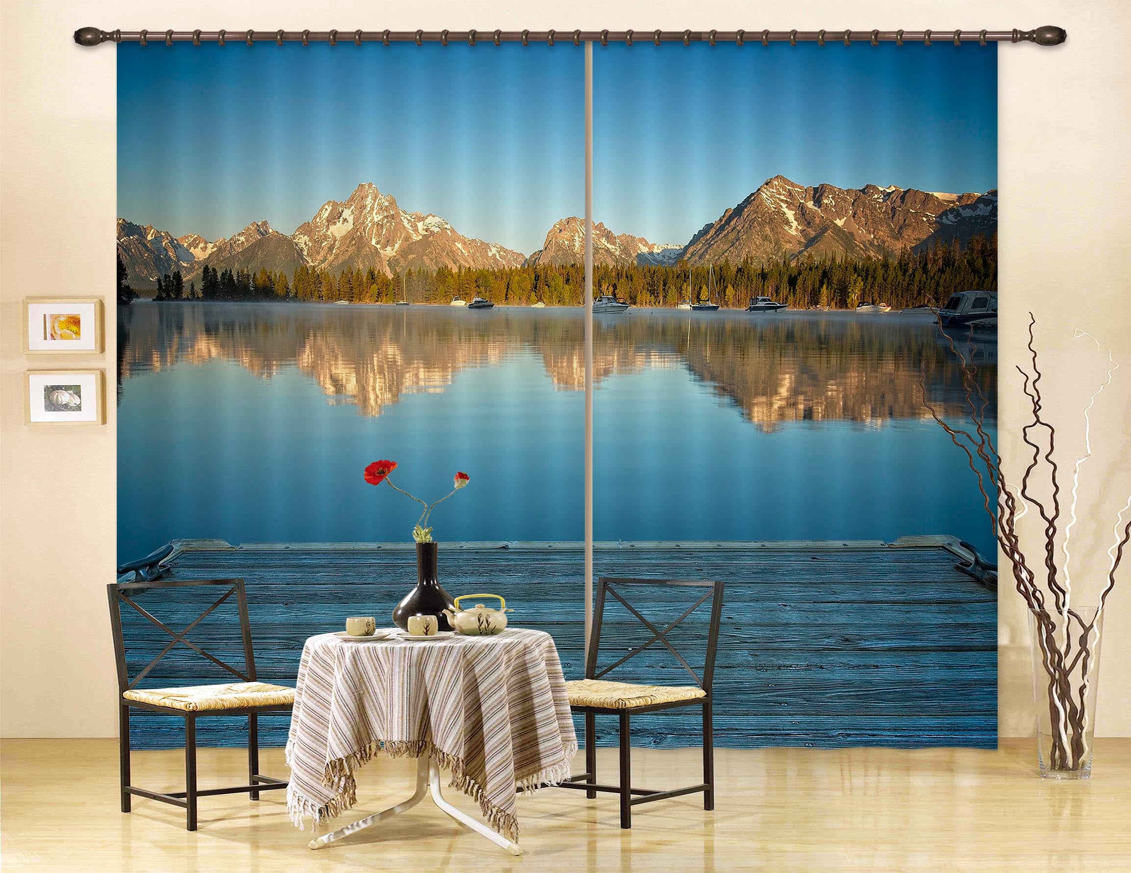 3D Boat Dock 047 Kathy Barefield Curtain Curtains Drapes