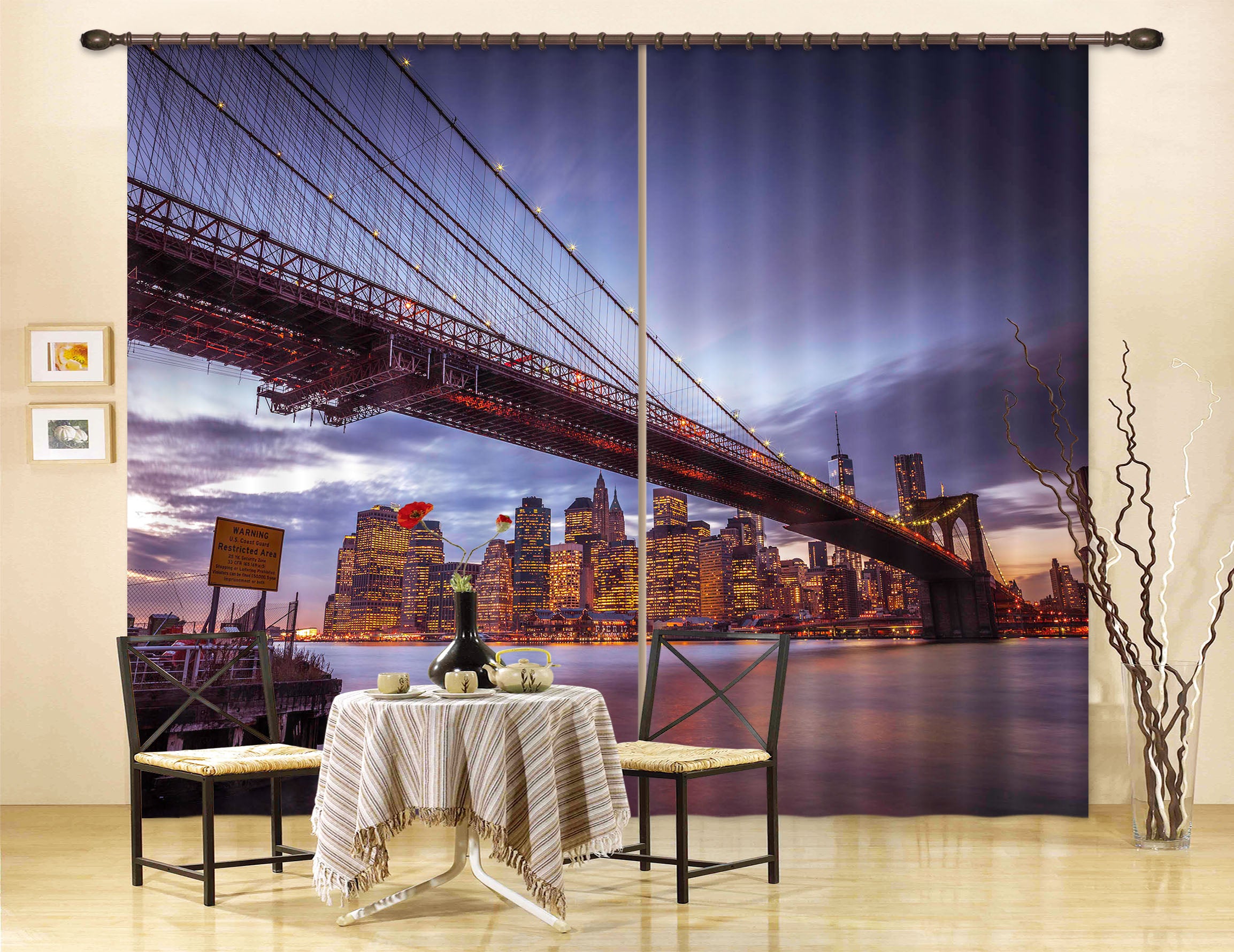 3D River Bridge 218 Assaf Frank Curtain Curtains Drapes