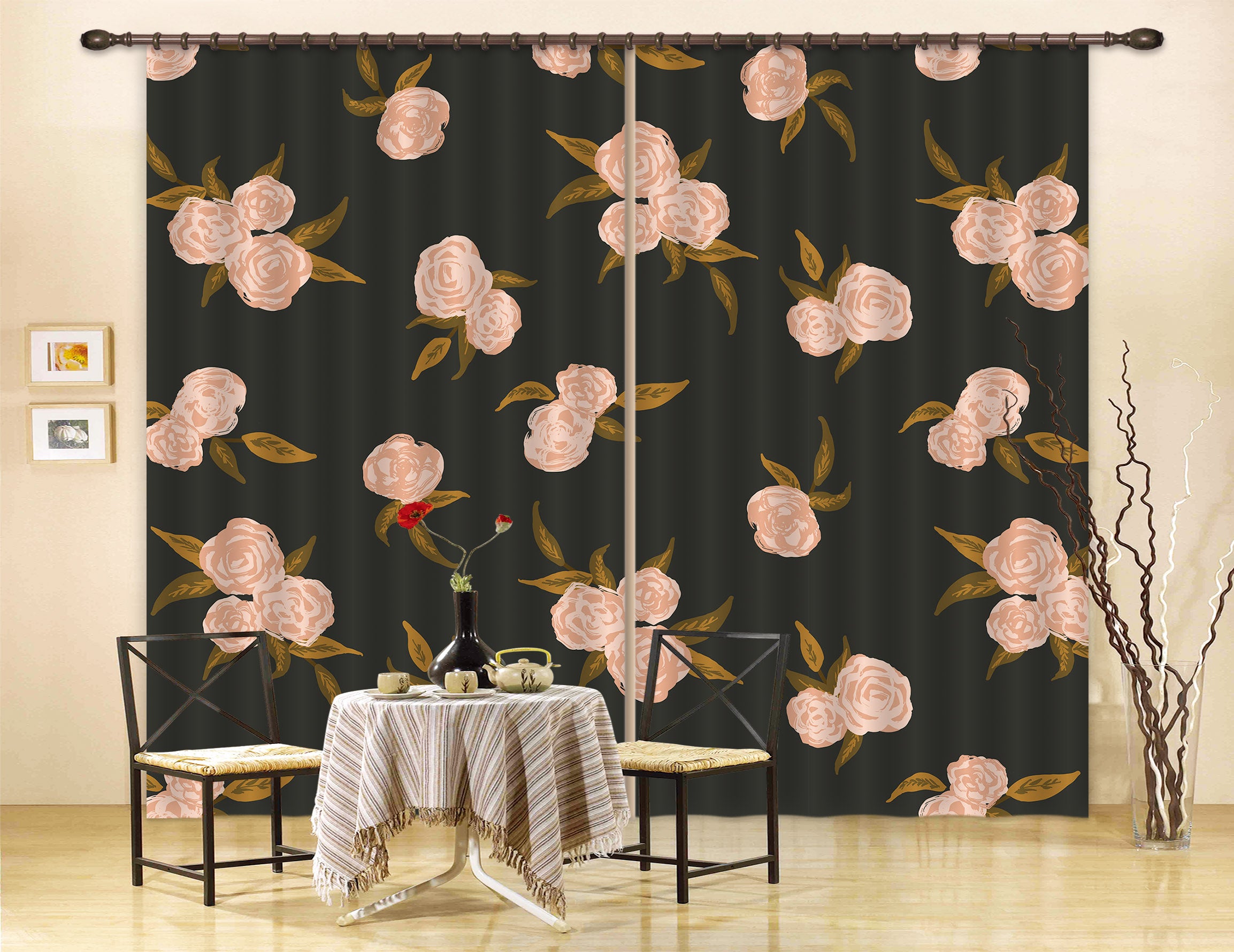 3D Pink Flowers 11164 Kashmira Jayaprakash Curtain Curtains Drapes