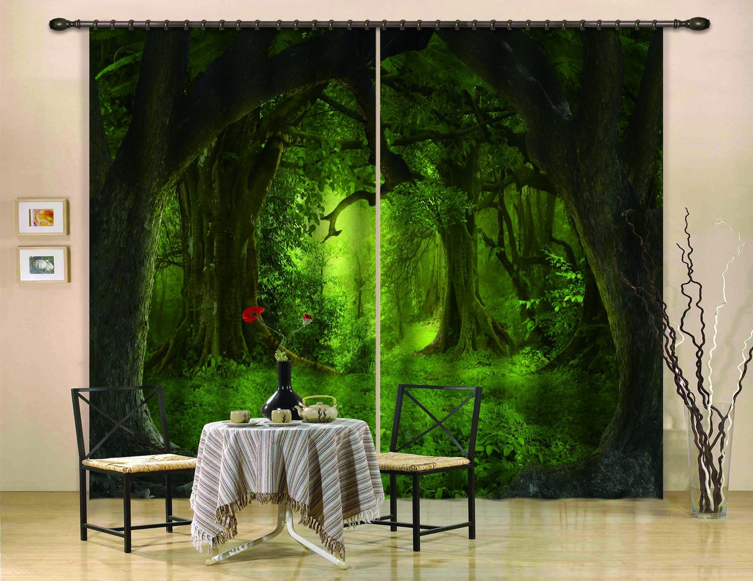 3D Thick Green Forest 743 Curtains Drapes Wallpaper AJ Wallpaper 