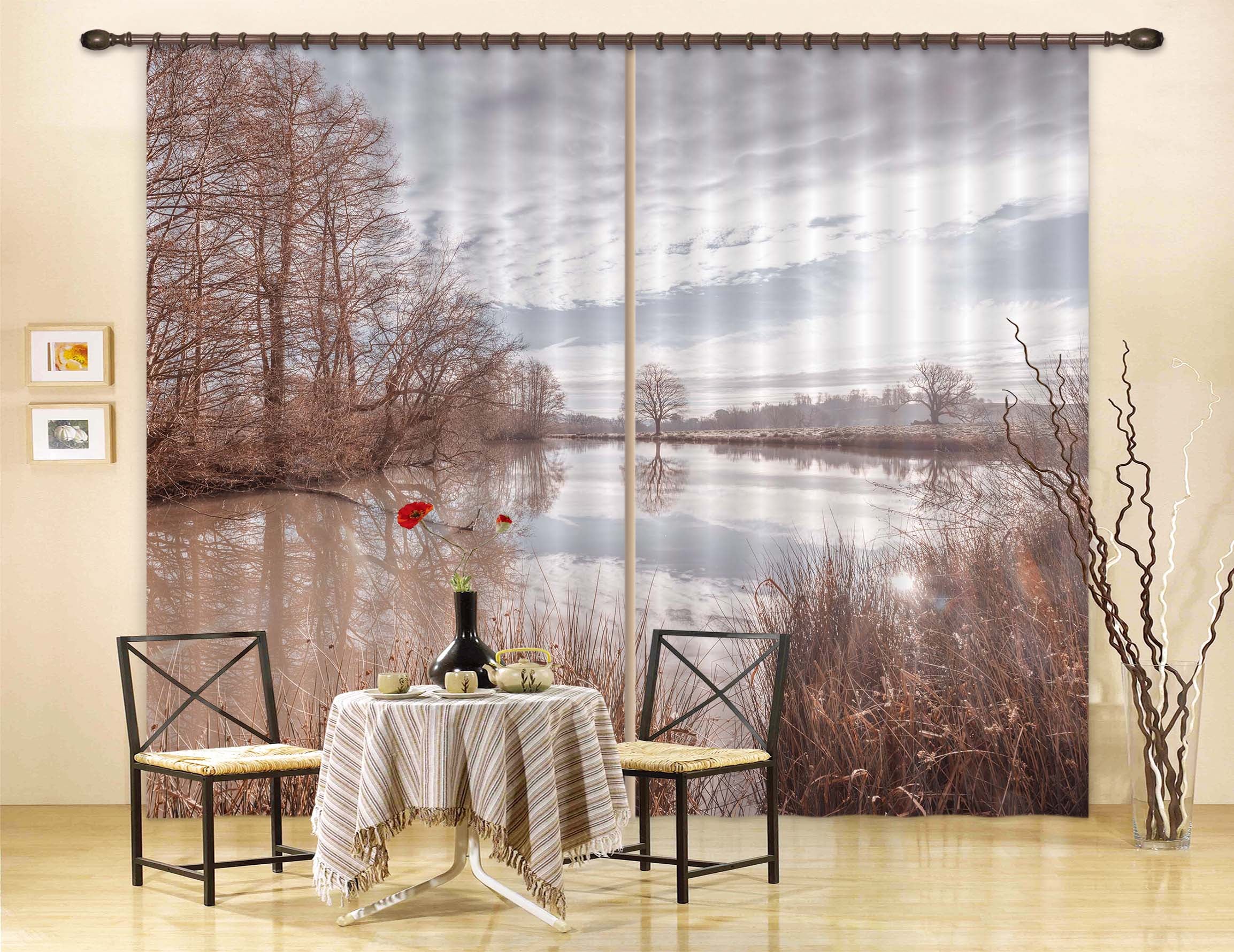 3D Forest River 6337 Assaf Frank Curtain Curtains Drapes