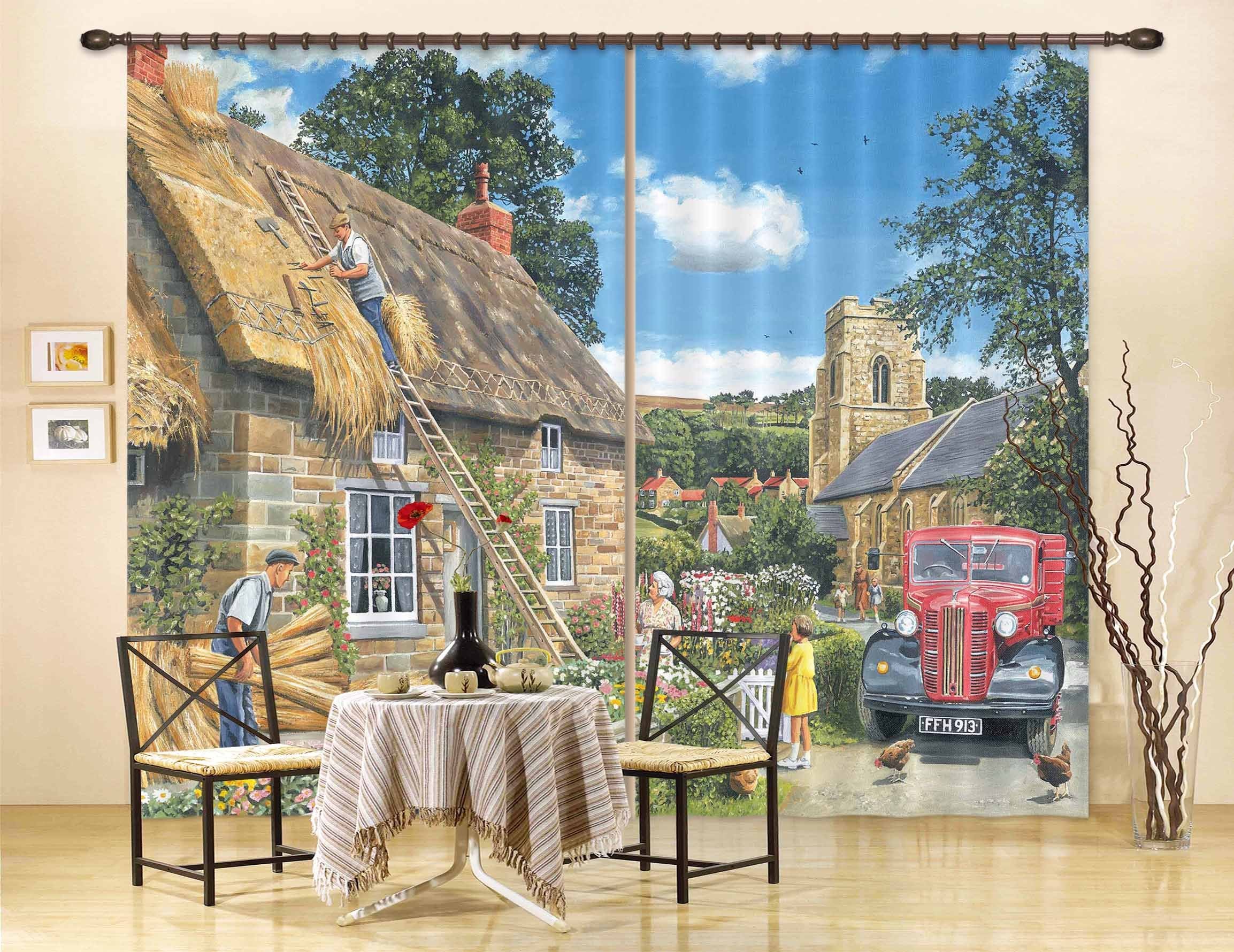3D A New Thatch 041 Trevor Mitchell Curtain Curtains Drapes Wallpaper AJ Wallpaper 