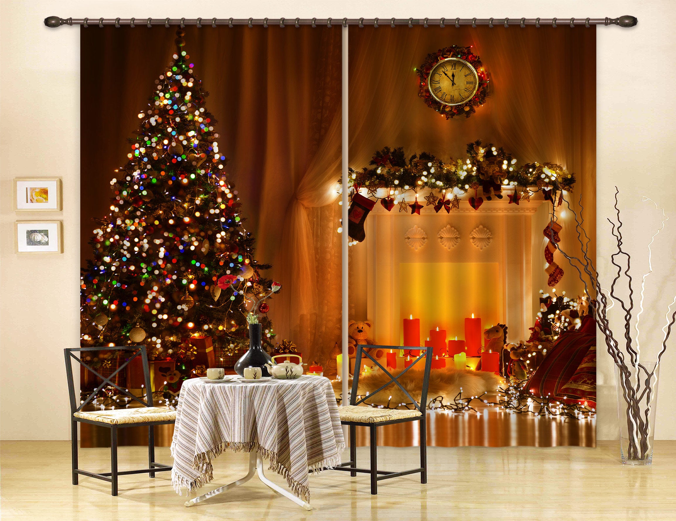 3D Colored Lights Candle Tree 53068 Christmas Curtains Drapes Xmas