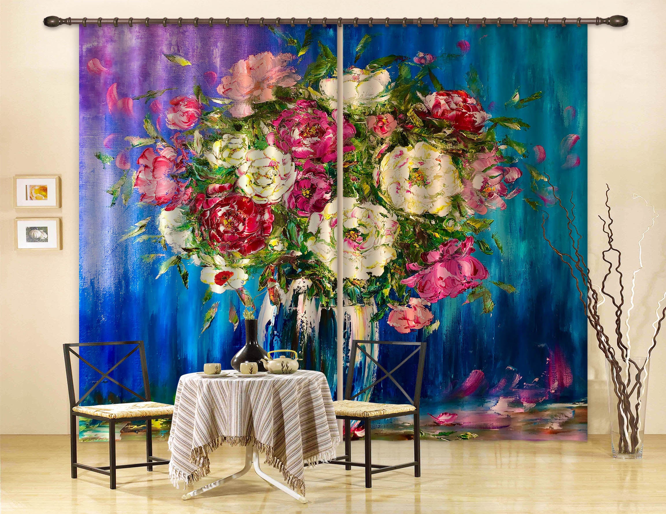 3D Colorful Flower Vase 2372 Skromova Marina Curtain Curtains Drapes