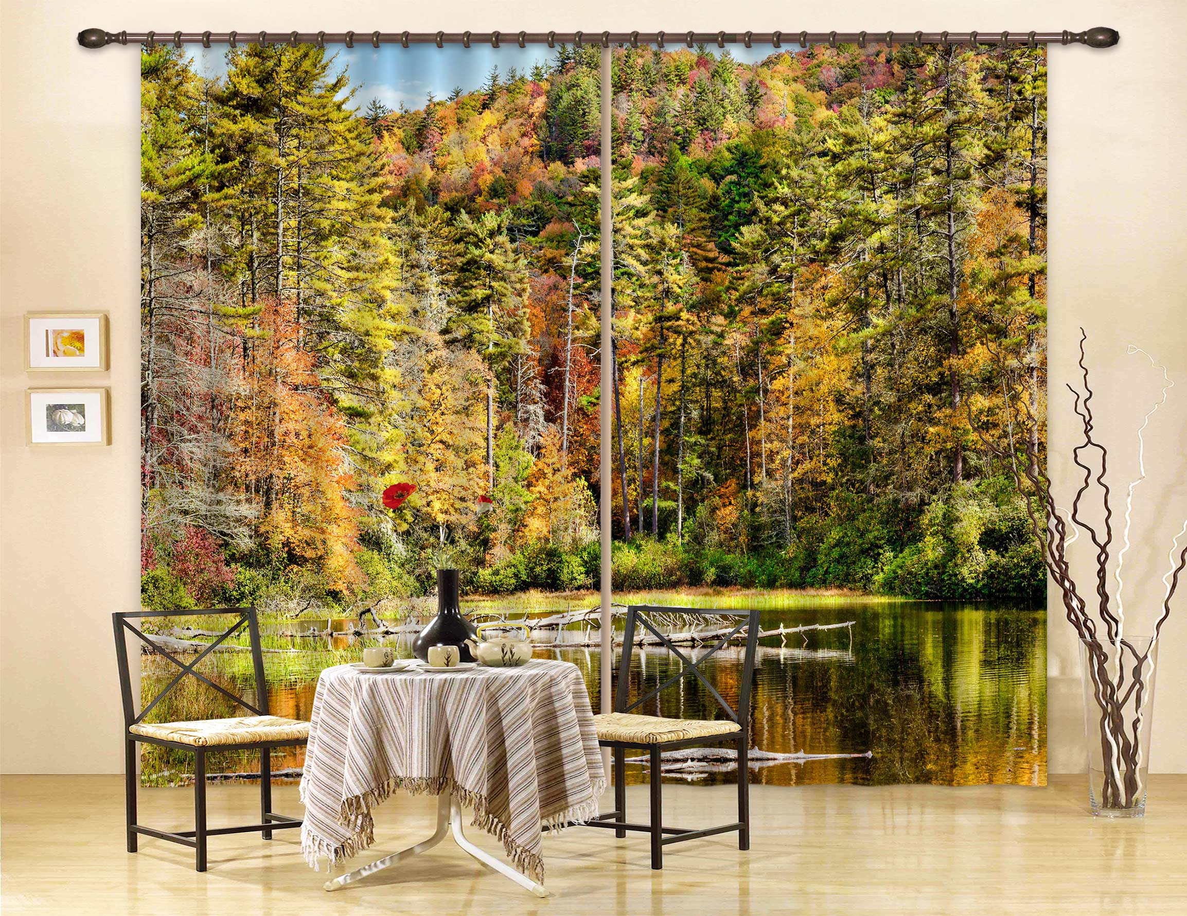 3D Forest River 5353 Beth Sheridan Curtain Curtains Drapes