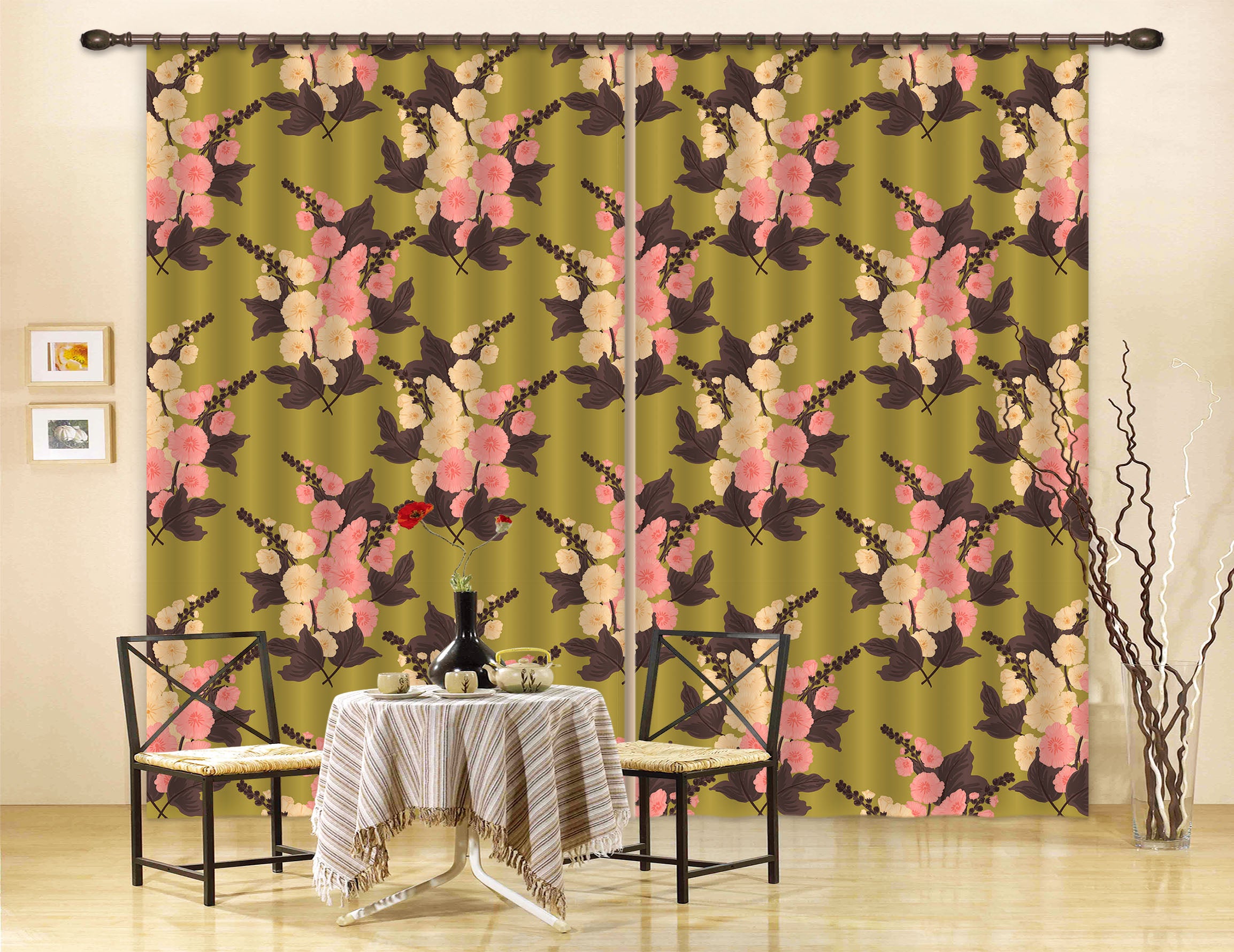 3D Pink Bouquet Pattern 11154 Kashmira Jayaprakash Curtain Curtains Drapes