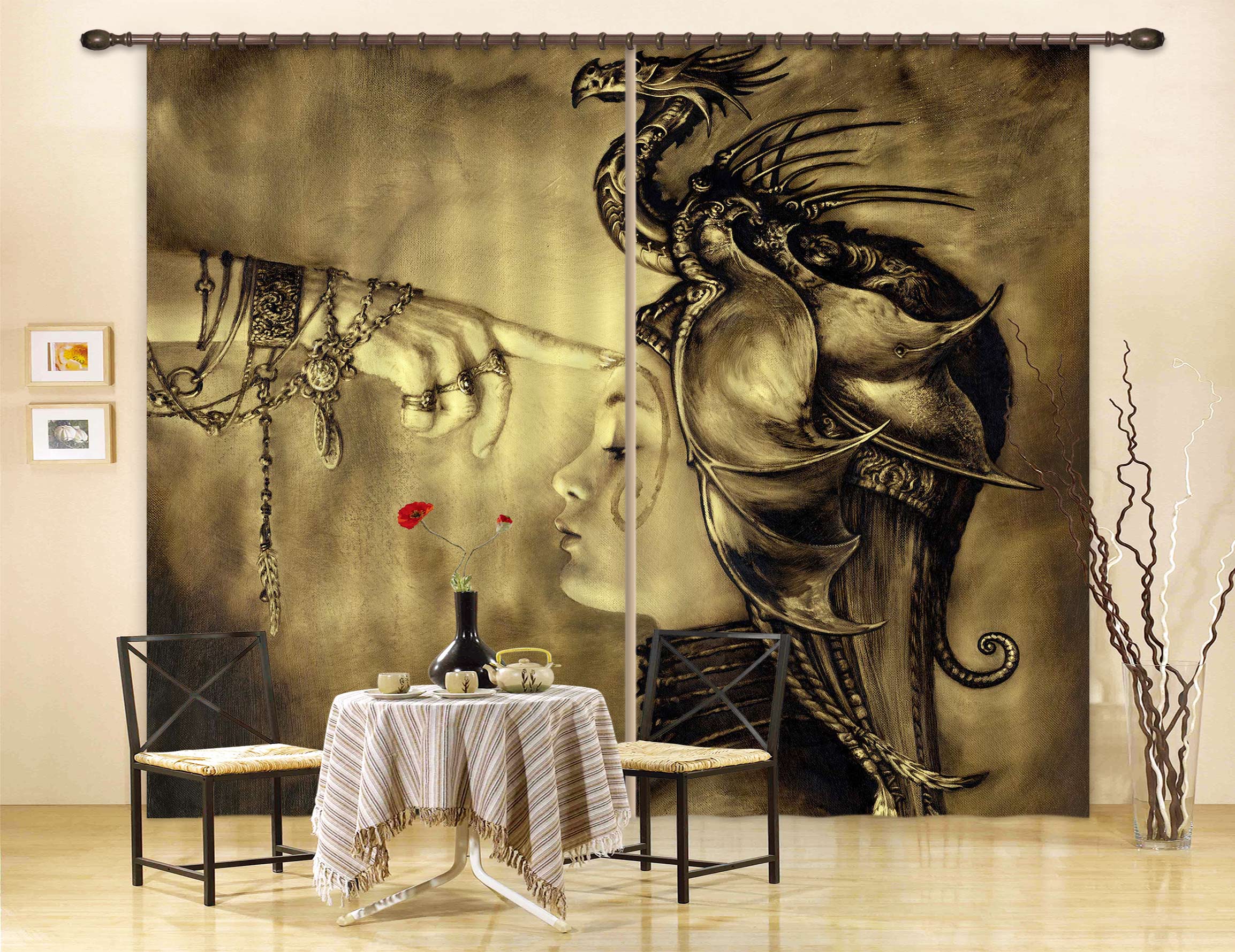 3D Dragon Female Finger 8009 Ciruelo Curtain Curtains Drapes