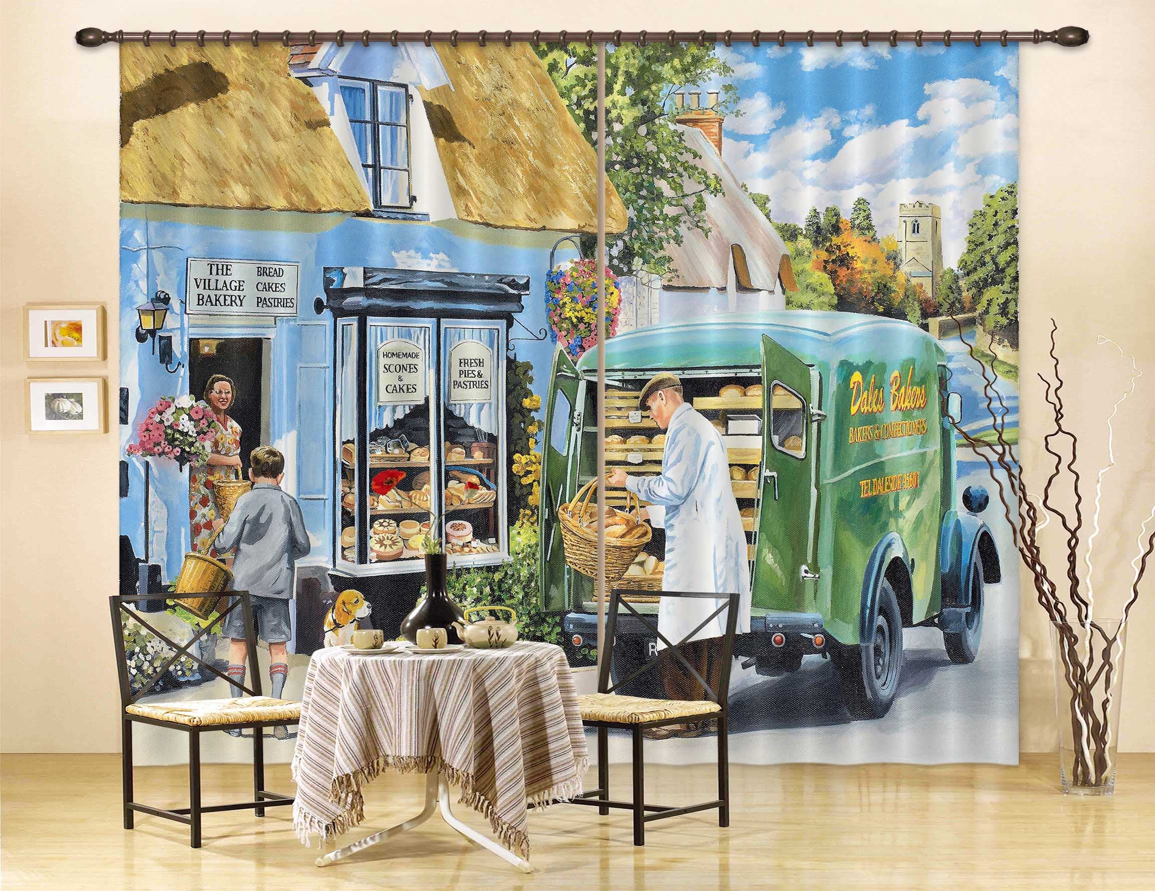 3D The Village Bakery 111 Trevor Mitchell Curtain Curtains Drapes