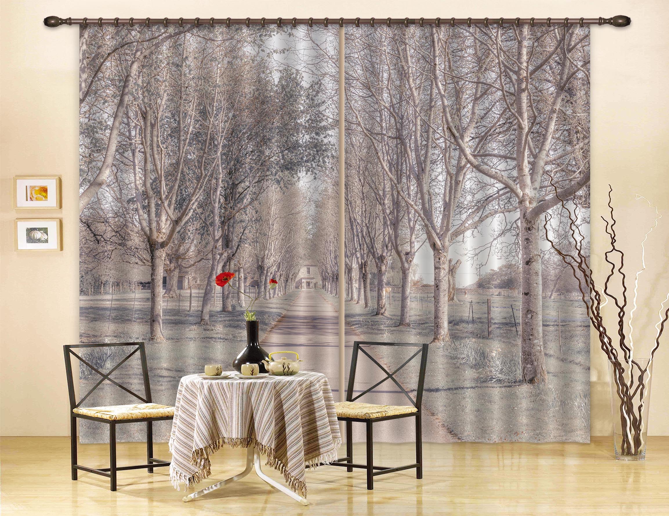 3D White Woods 6386 Assaf Frank Curtain Curtains Drapes