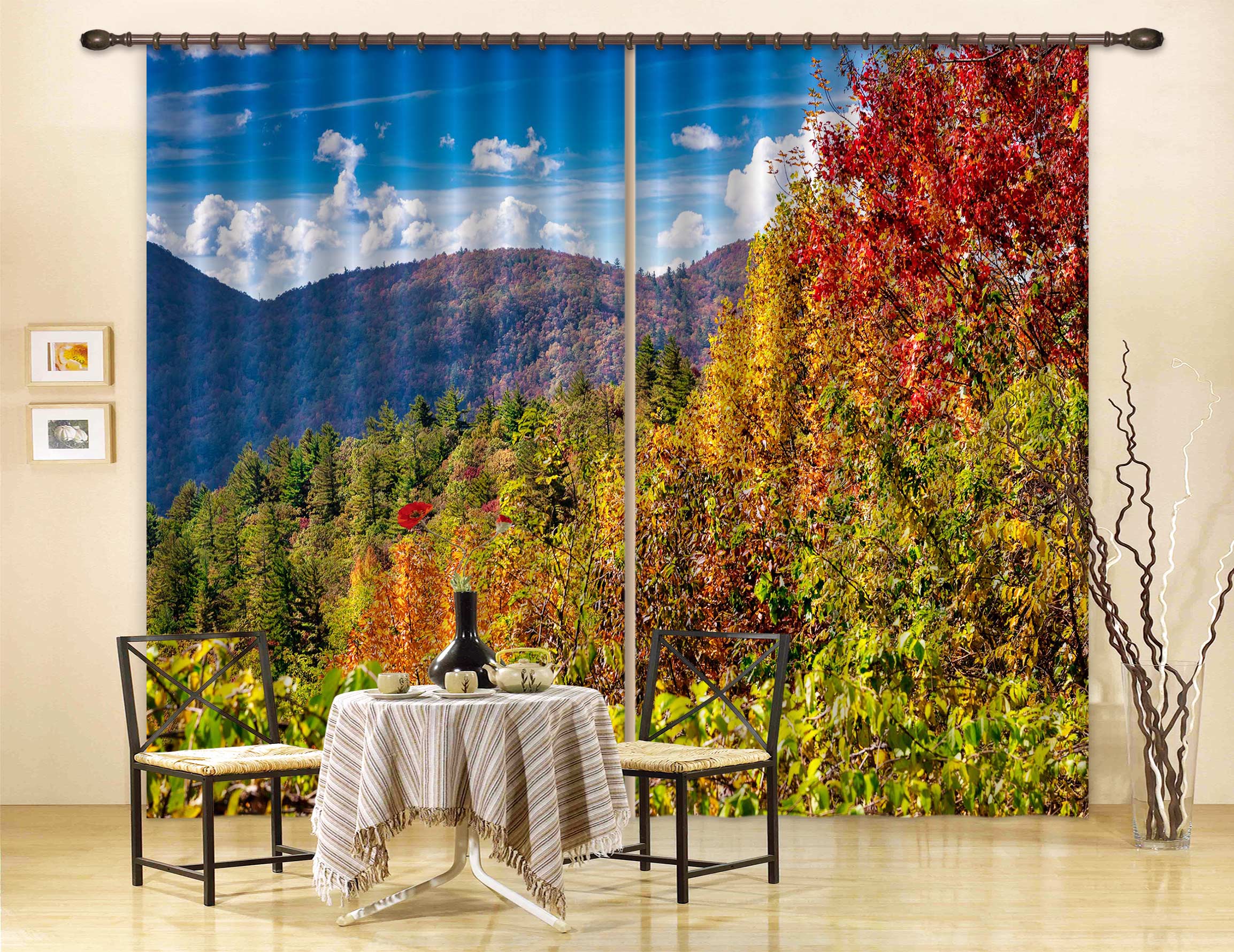 3D Mountain Forest 5358 Beth Sheridan Curtain Curtains Drapes