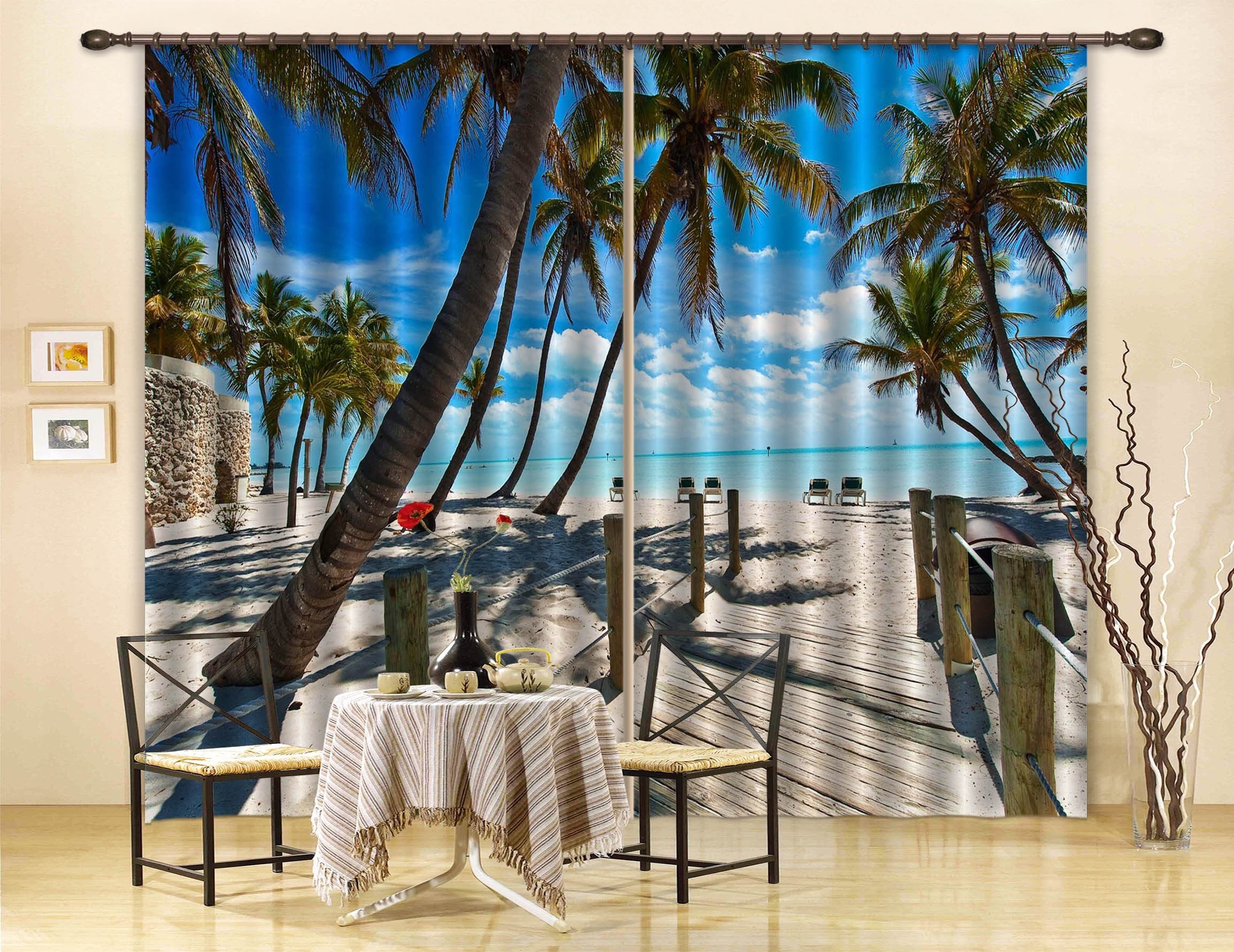 3D Beach Scenery 05 Curtains Drapes Wallpaper AJ Wallpaper 