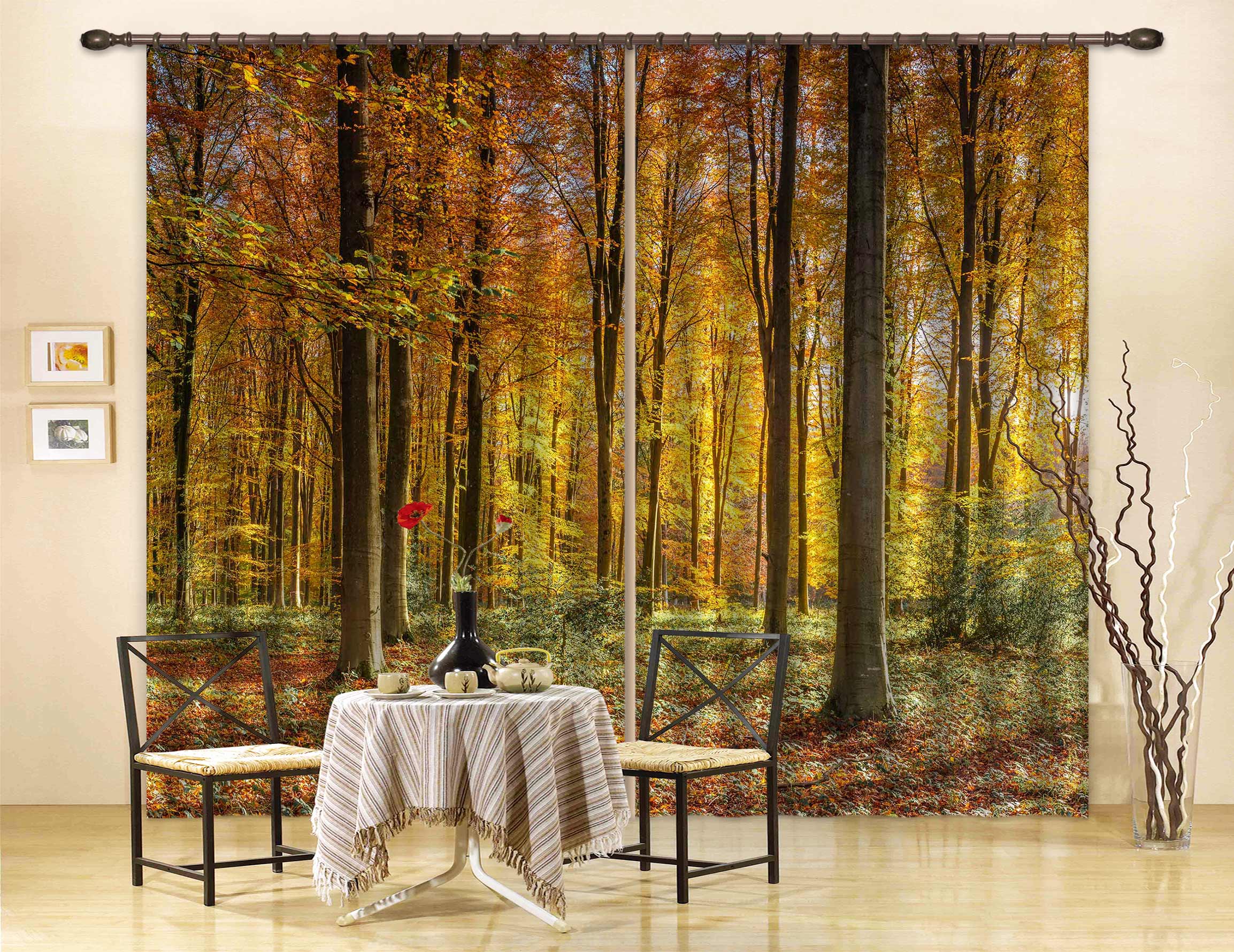3D Autumn Forest 6576 Assaf Frank Curtain Curtains Drapes