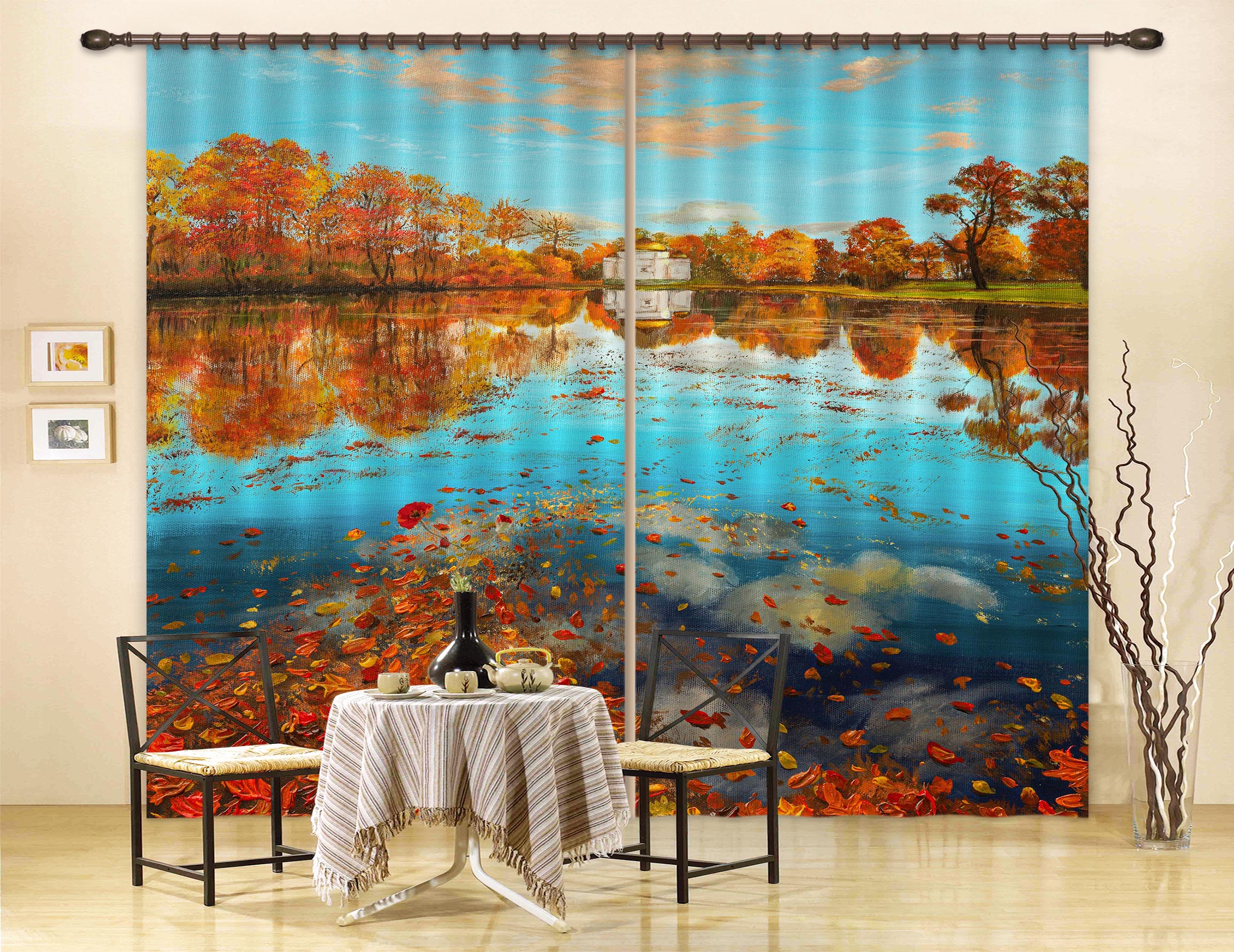 3D Lake Surface Trees 1710 Marina Zotova Curtain Curtains Drapes
