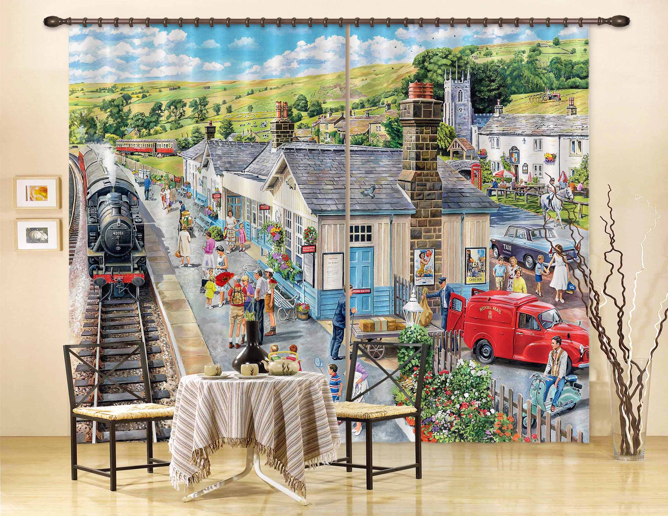 3D The Village Station 115 Trevor Mitchell Curtain Curtains Drapes