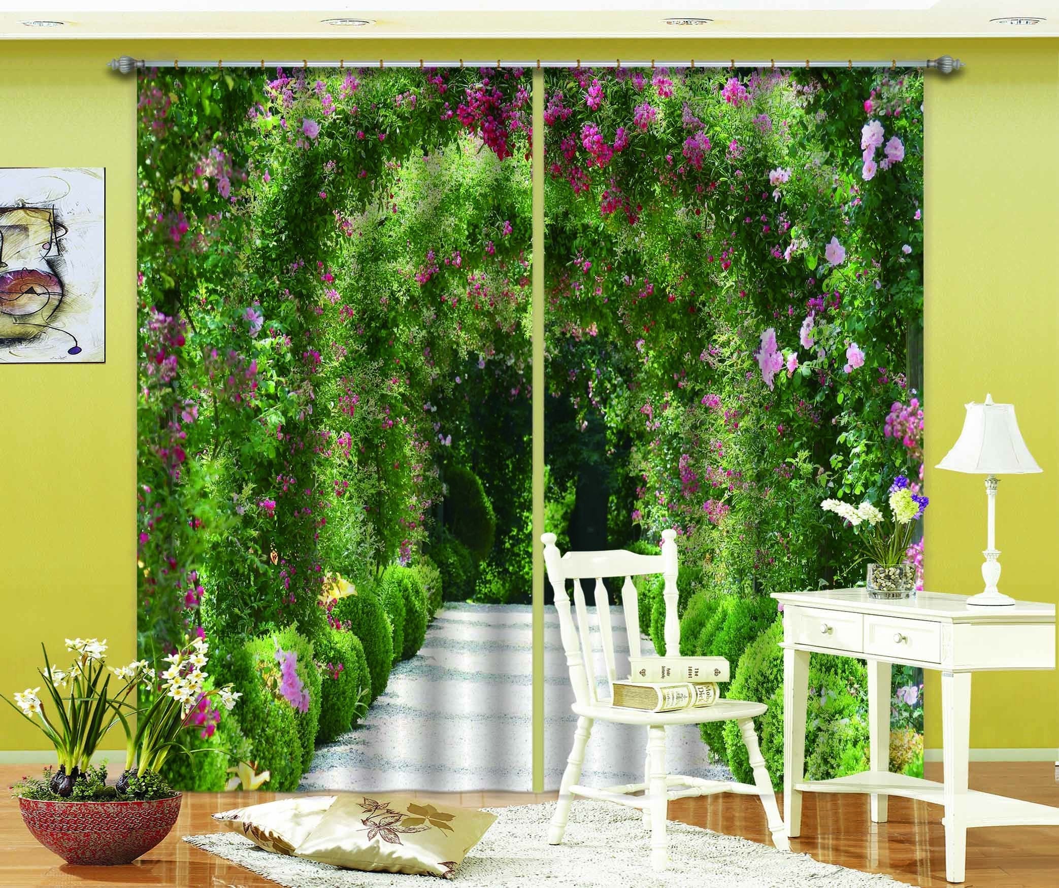 3D Road Flowers Arches 694 Curtains Drapes Wallpaper AJ Wallpaper 