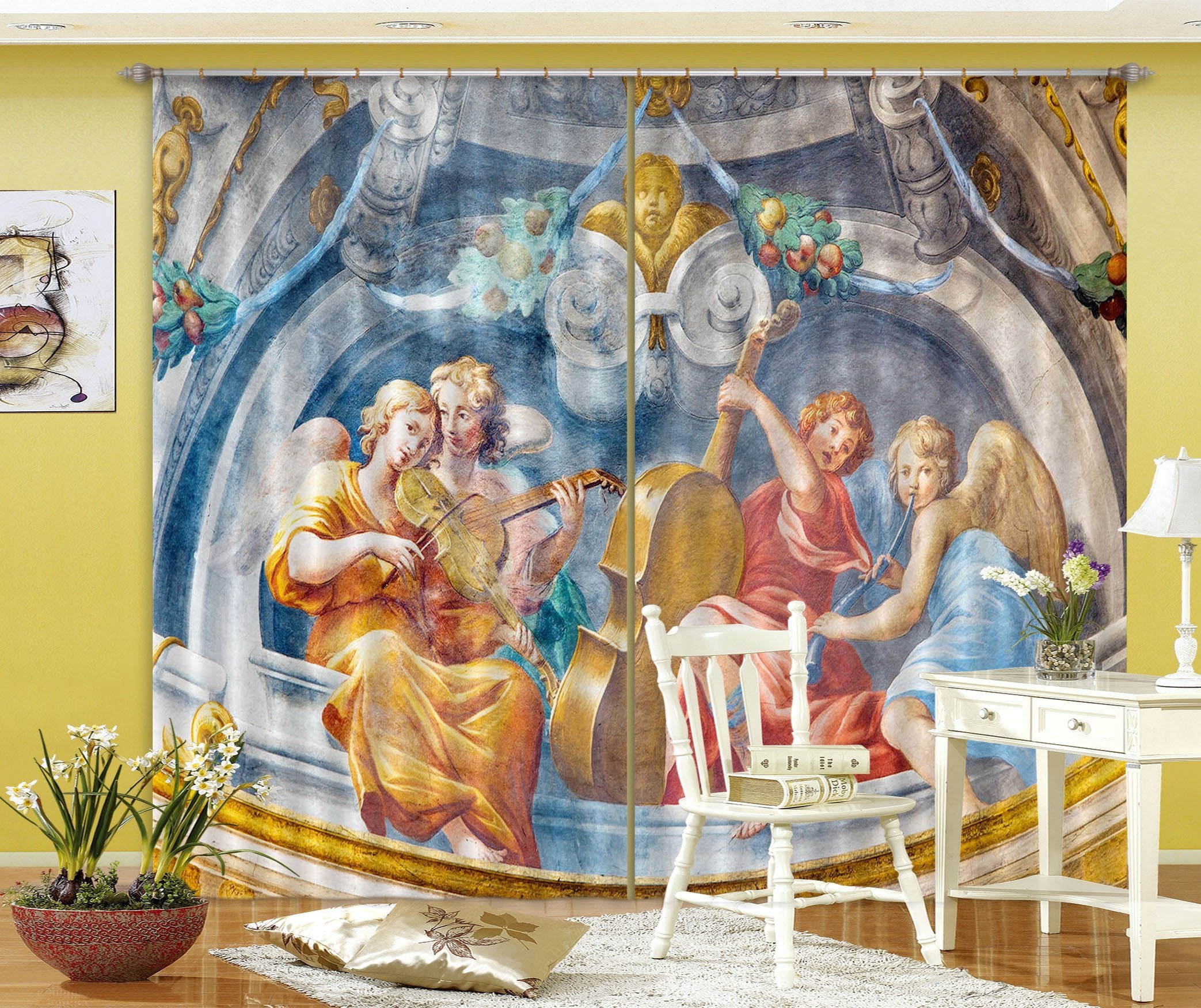 3D Cello Violin 051 Curtains Drapes Curtains AJ Creativity Home 