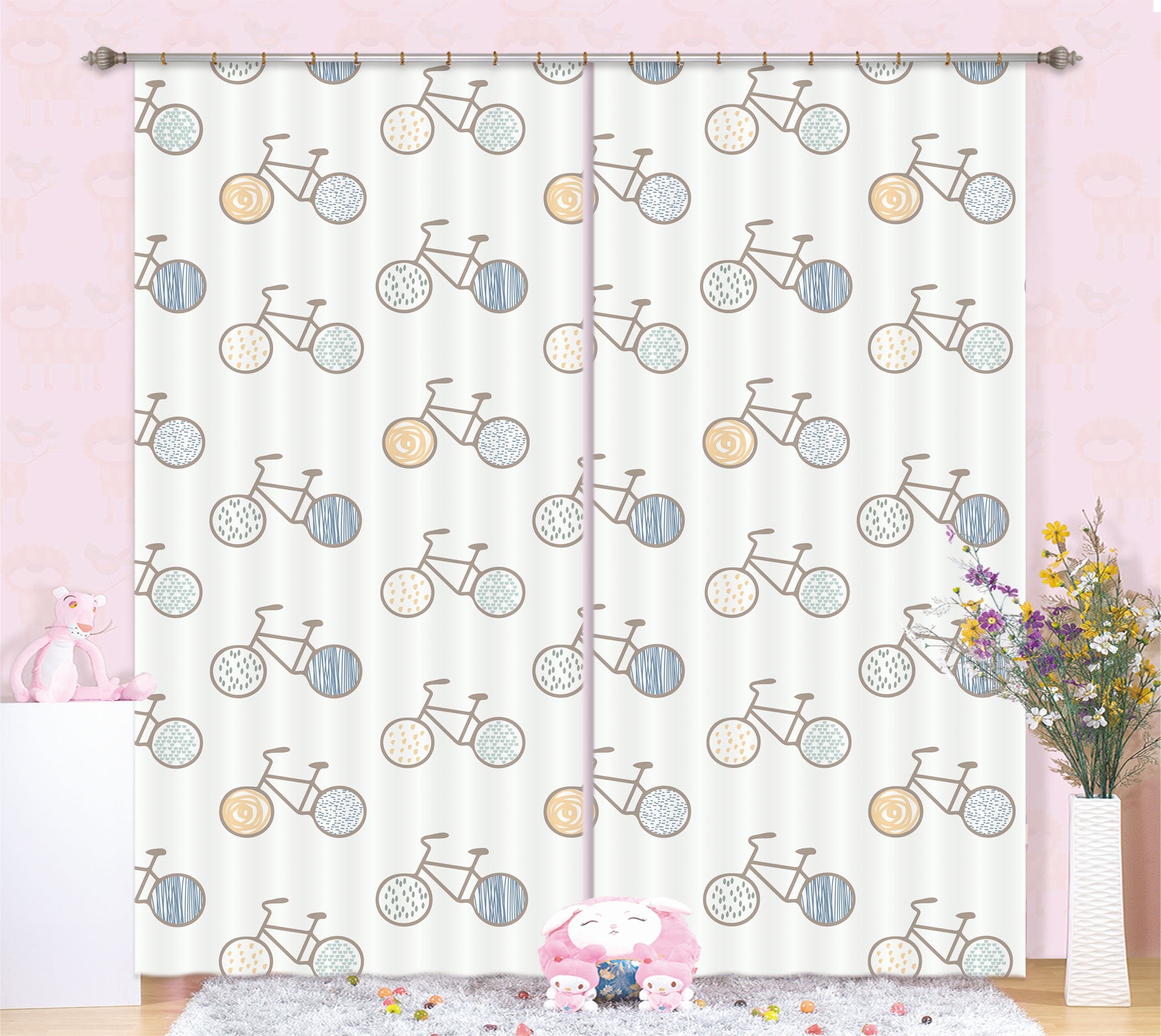 3D Bike Pattern 037 Jillian Helvey Curtain Curtains Drapes Wallpaper AJ Wallpaper 