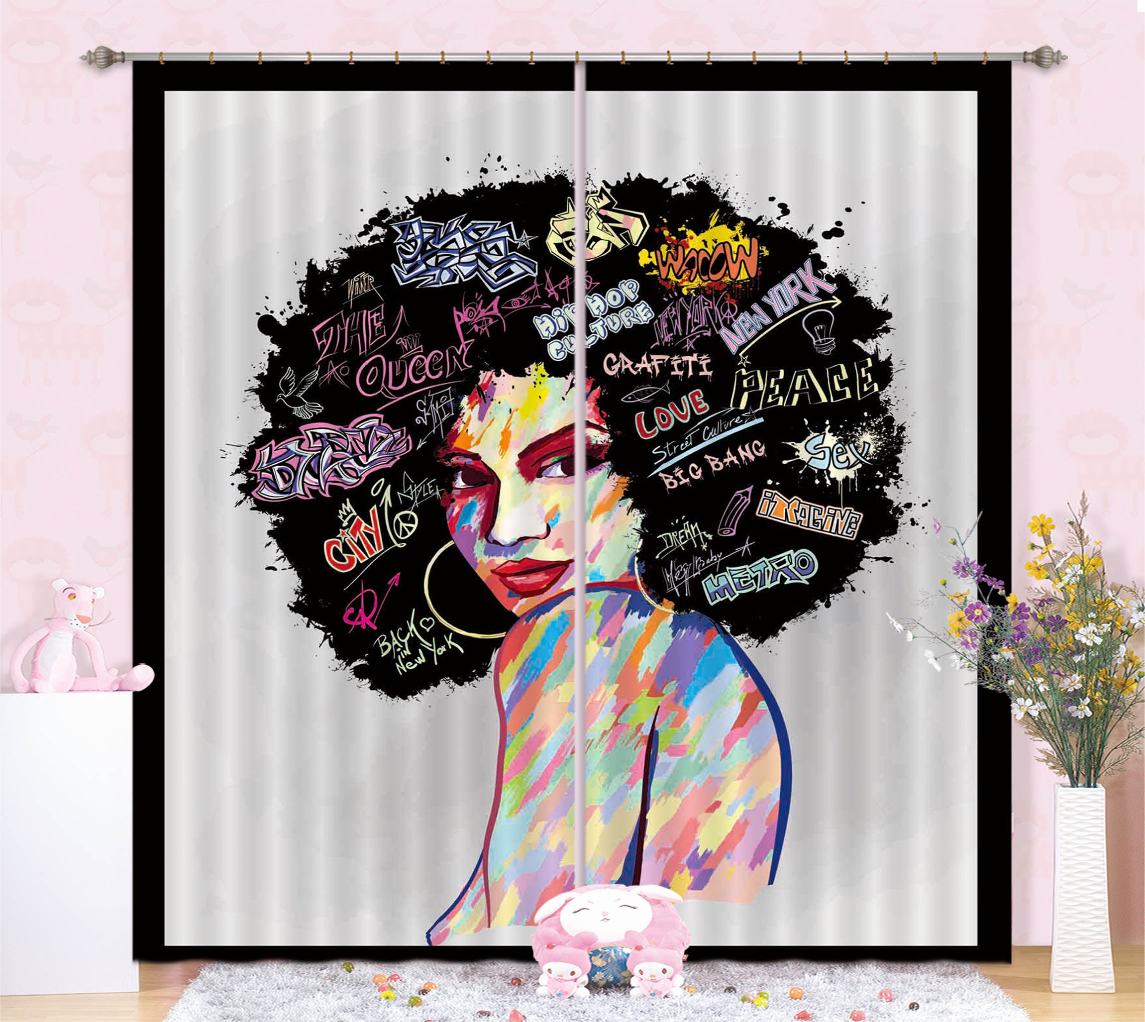 3D Color Girl 127 Curtains Drapes