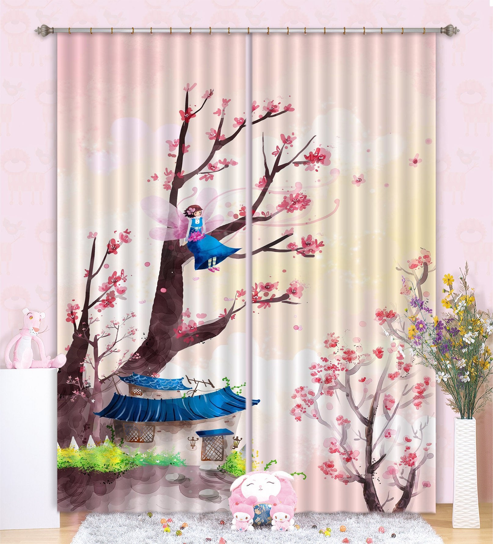 3D Flowers Tree Elf 166 Curtains Drapes Wallpaper AJ Wallpaper 