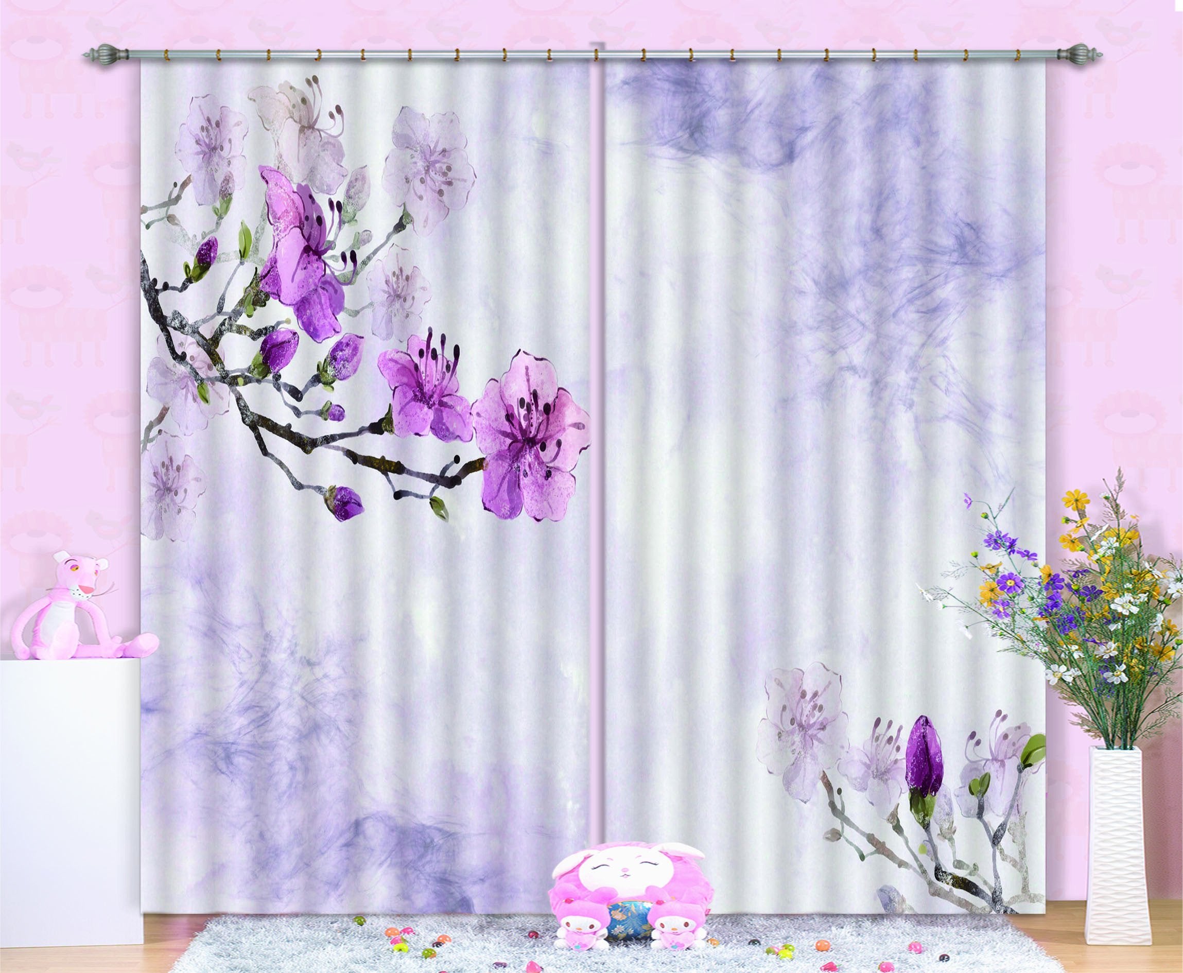 3D Flowers Branches 460 Beach Curtains Drapes Wallpaper AJ Wallpaper 