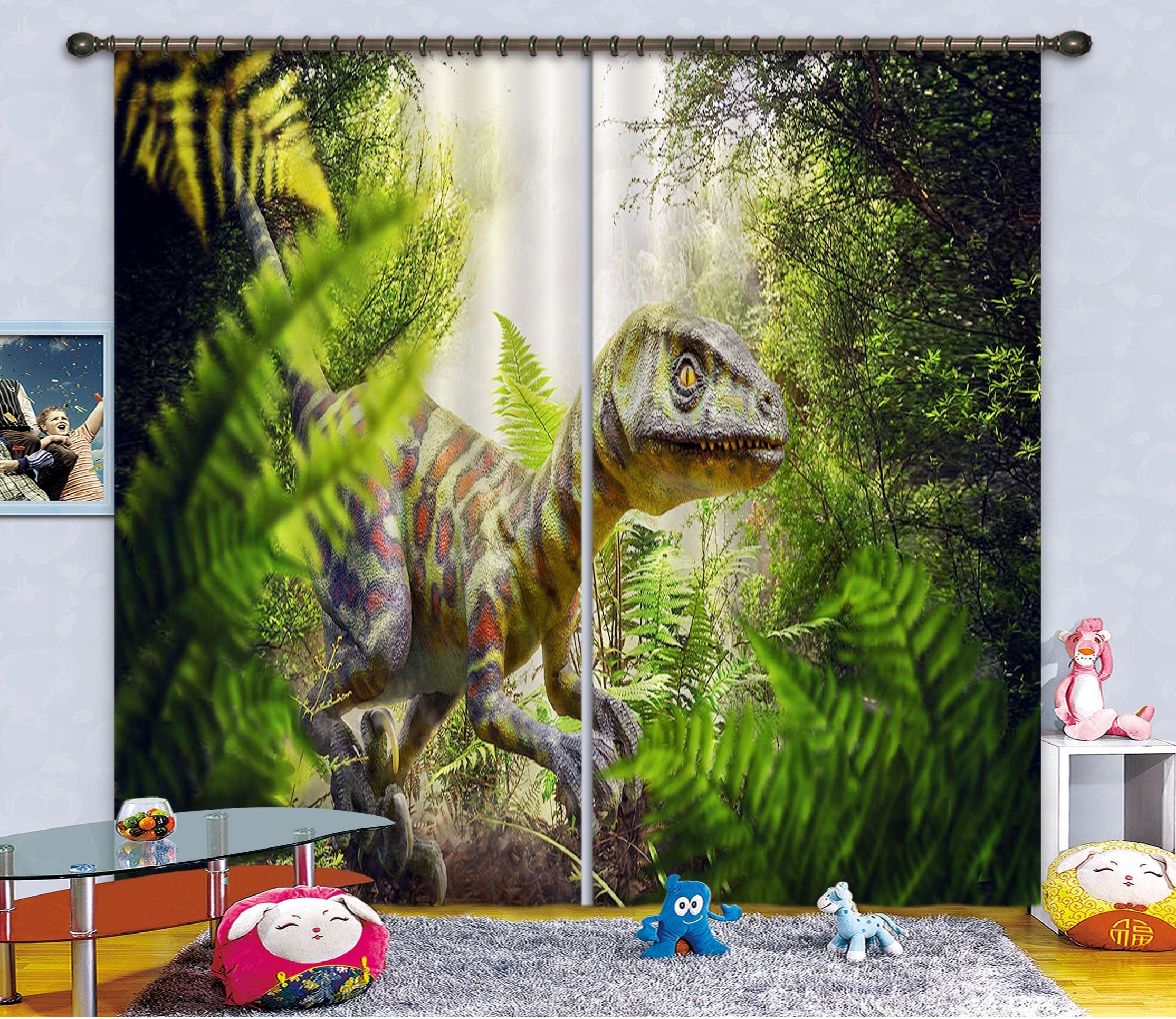 3D Green Dragon 134 Curtains Drapes Curtains AJ Creativity Home 