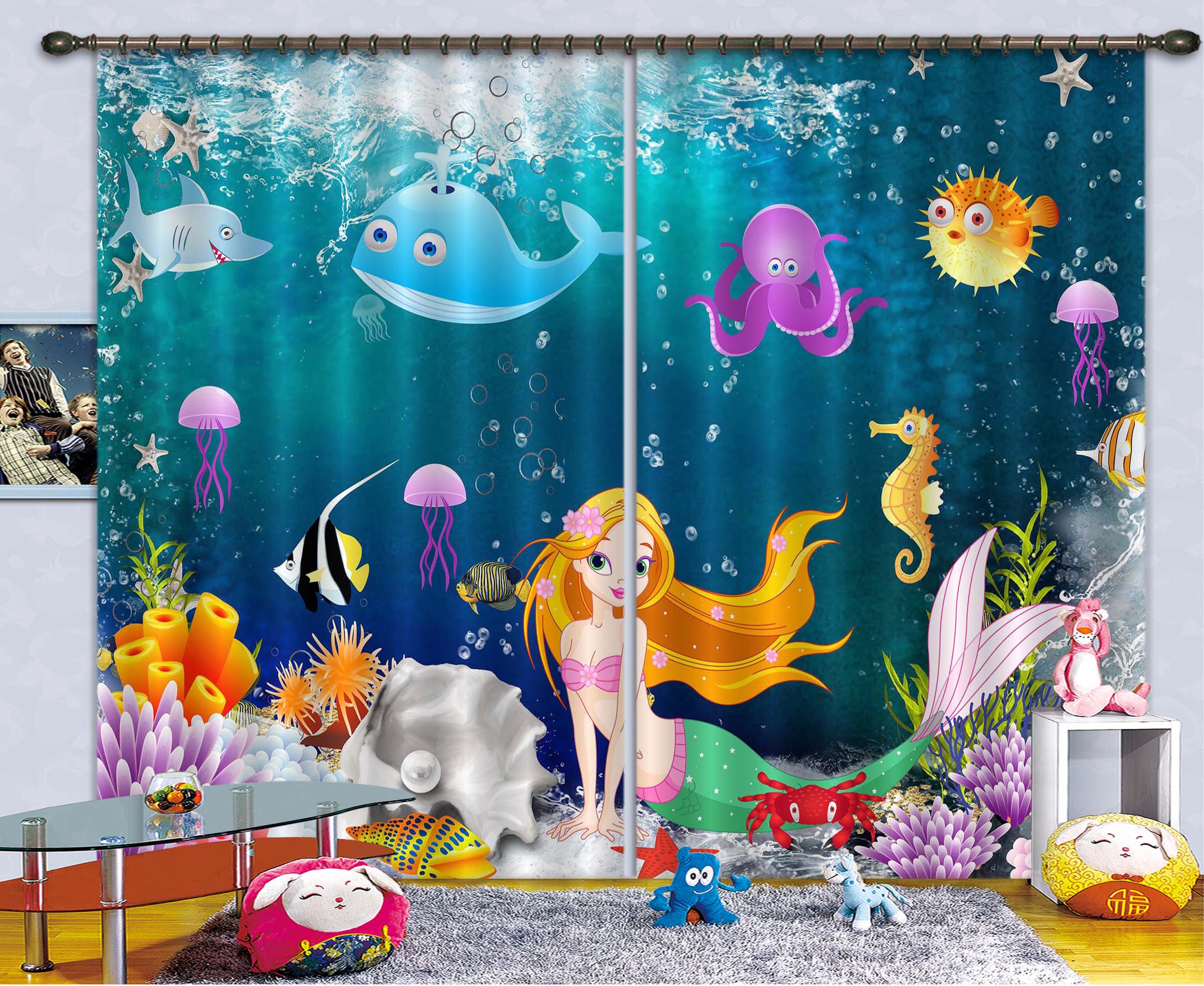 3D Undersea Animal 736 Curtains Drapes