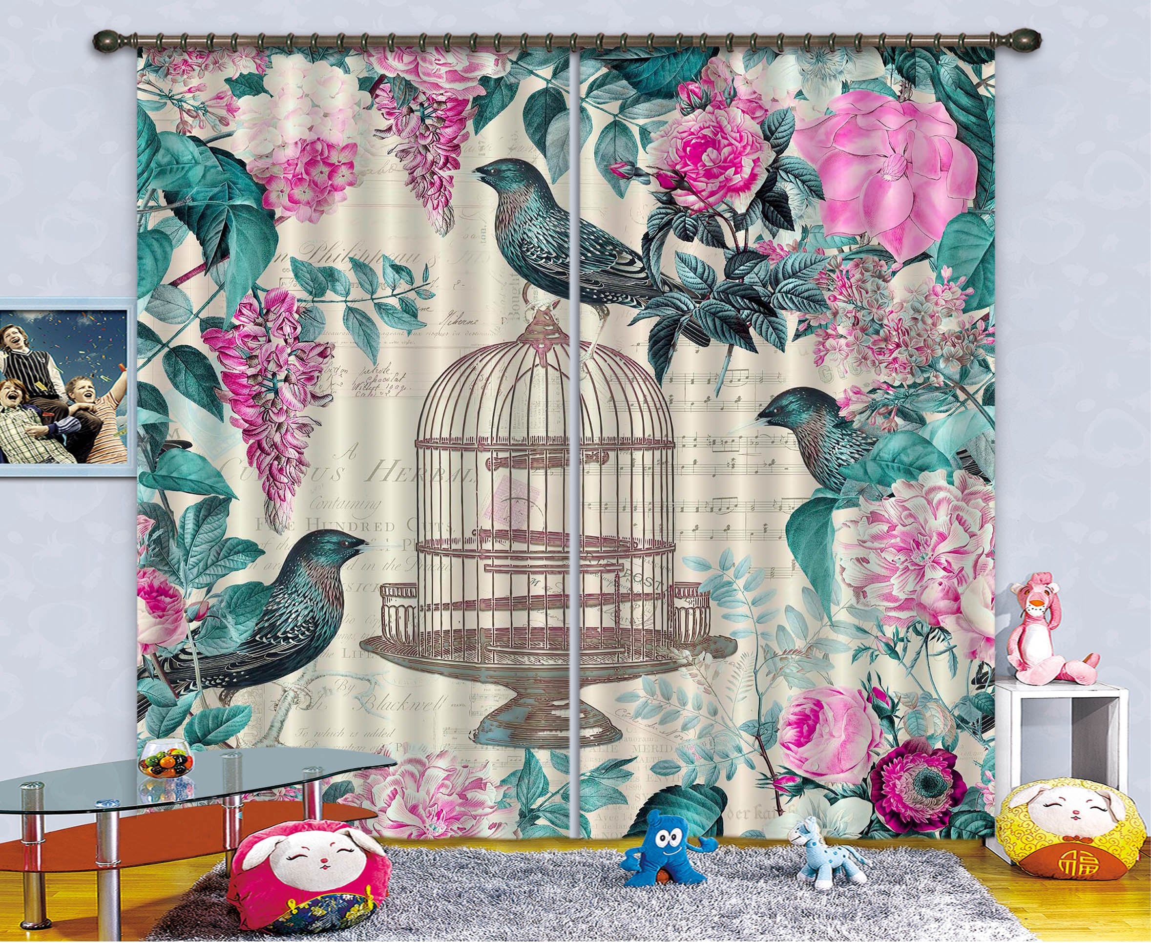 3D Birds Tweet 043 Andrea haase Curtain Curtains Drapes Wallpaper AJ Wallpaper 