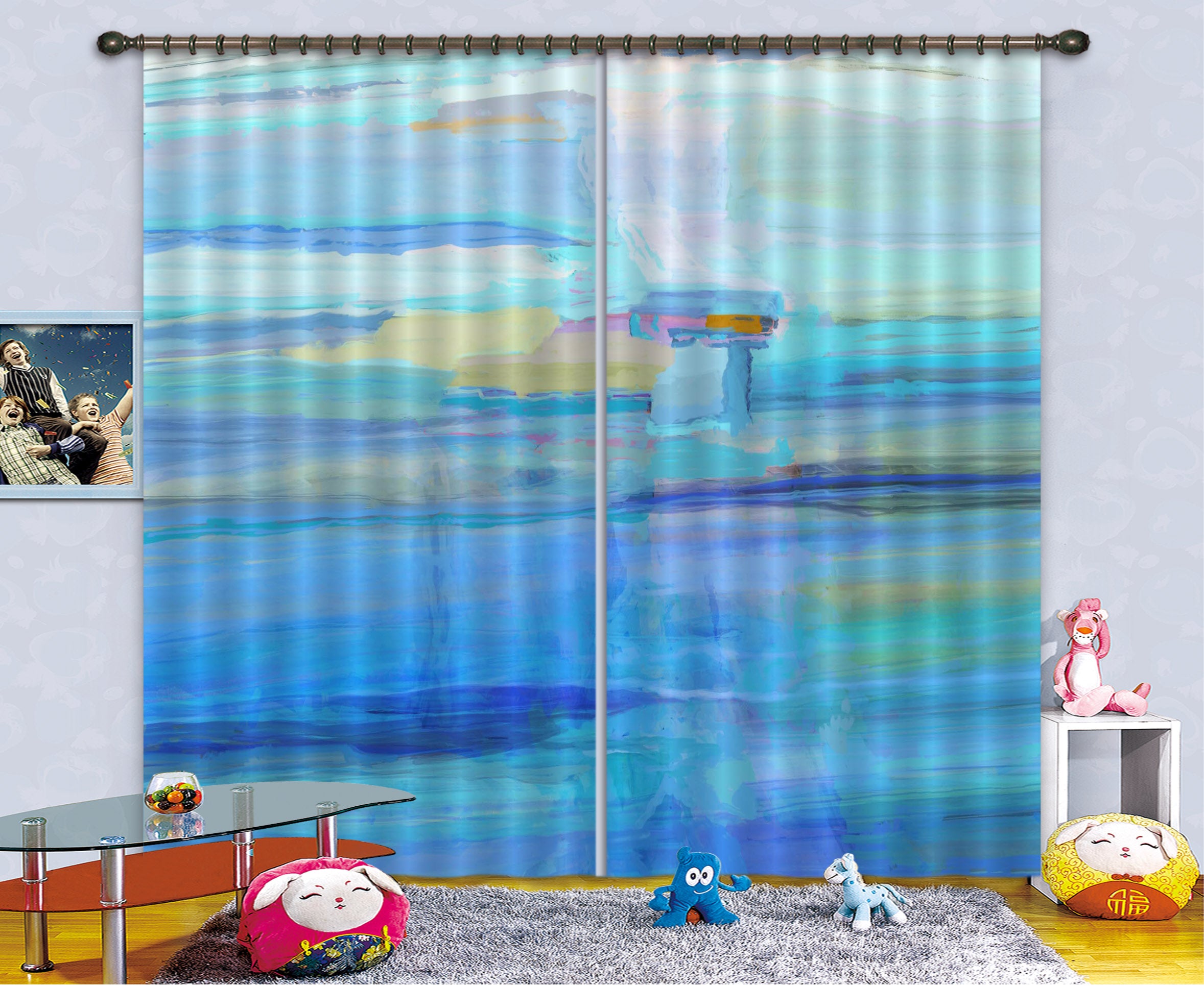 3D Blue Sea 046 Michael Tienhaara Curtain Curtains Drapes