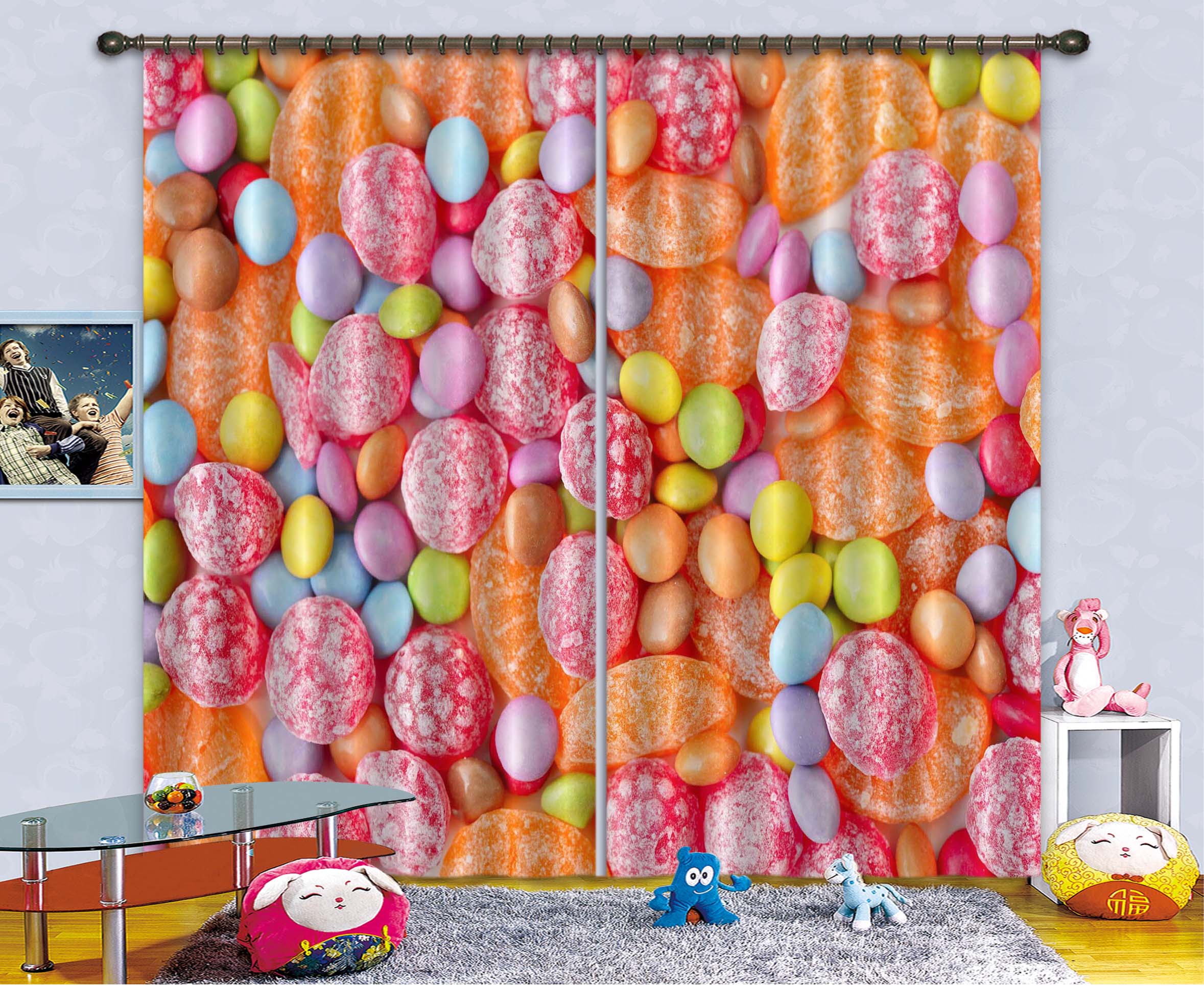 3D Colored Candy 702 Curtains Drapes