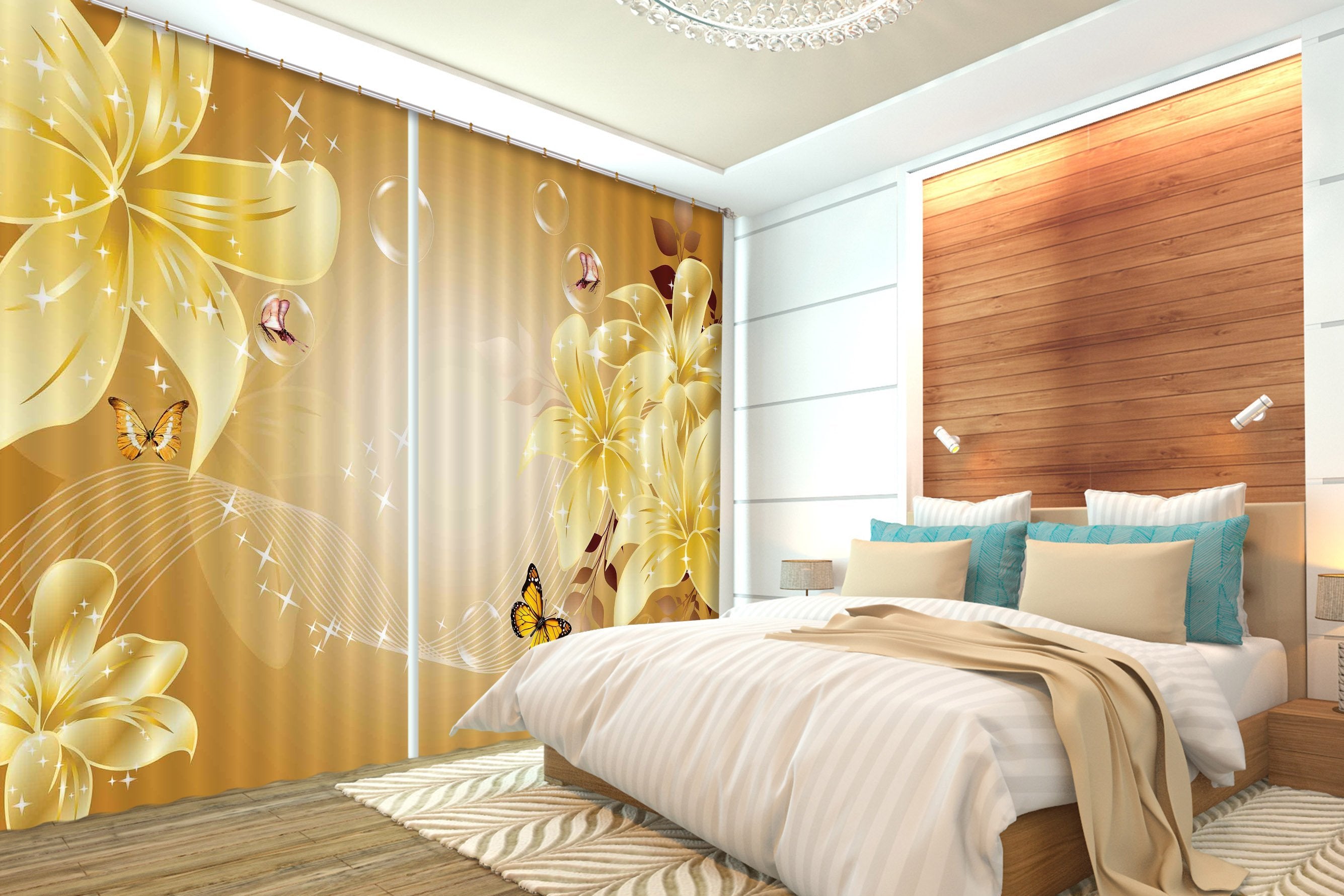 3D Shiny Flowers Butterflies 2256 Curtains Drapes Wallpaper AJ Wallpaper 