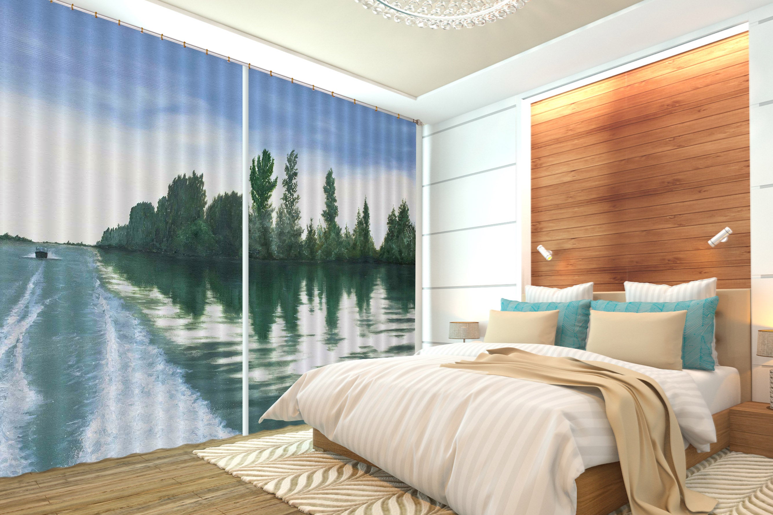3D Forest River 1739 Marina Zotova Curtain Curtains Drapes