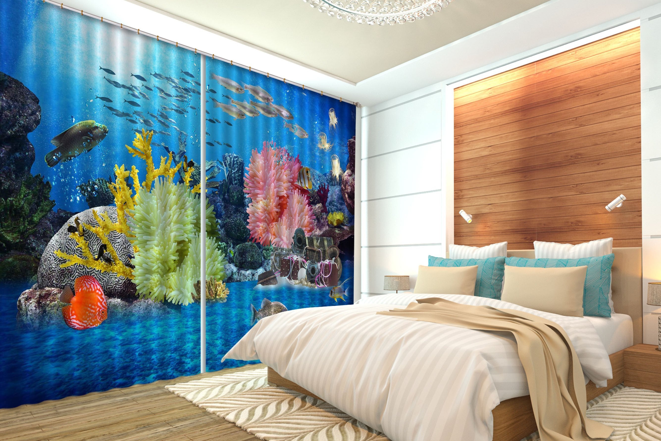 3D Seabed Corals 204 Curtains Drapes Wallpaper AJ Wallpaper 