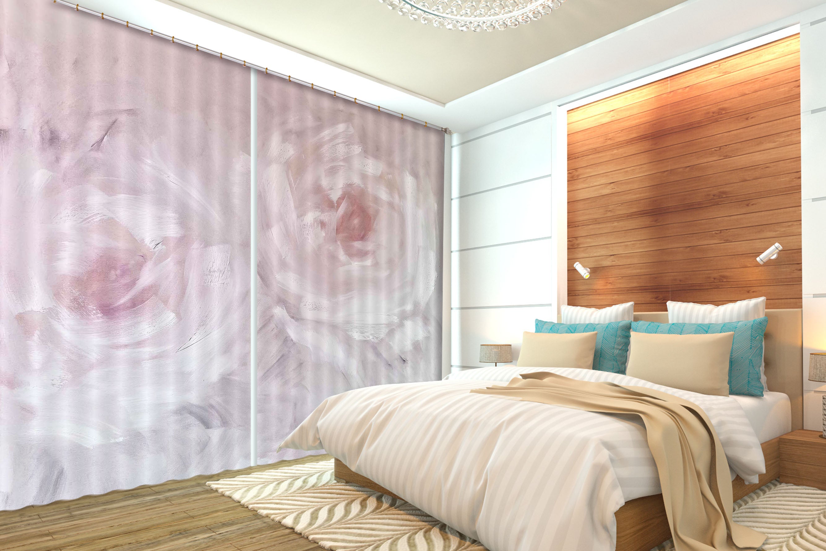 3D Light Pink Flowers 3031 Skromova Marina Curtain Curtains Drapes