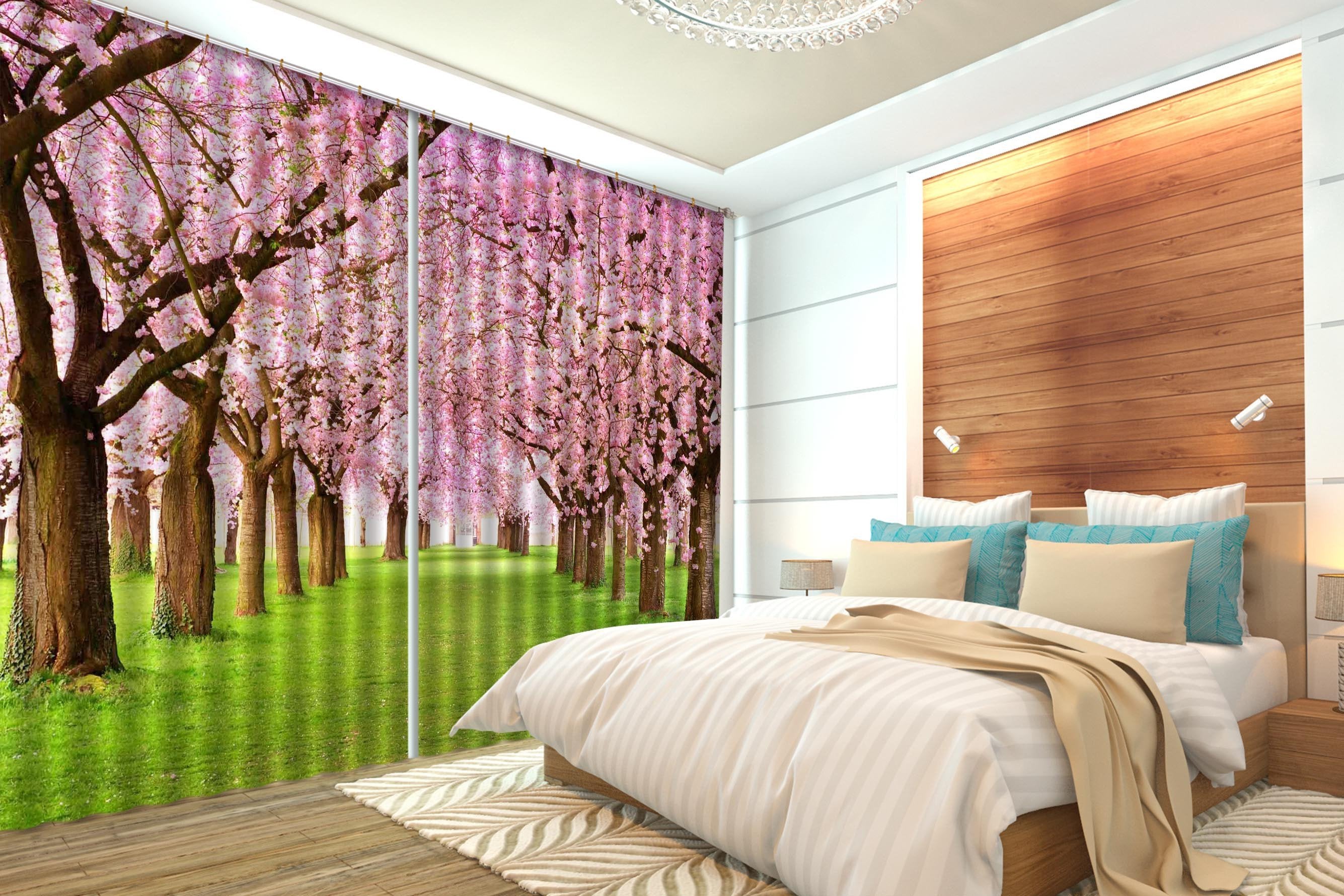 3D Grassland Flowering Trees 180 Curtains Drapes Wallpaper AJ Wallpaper 