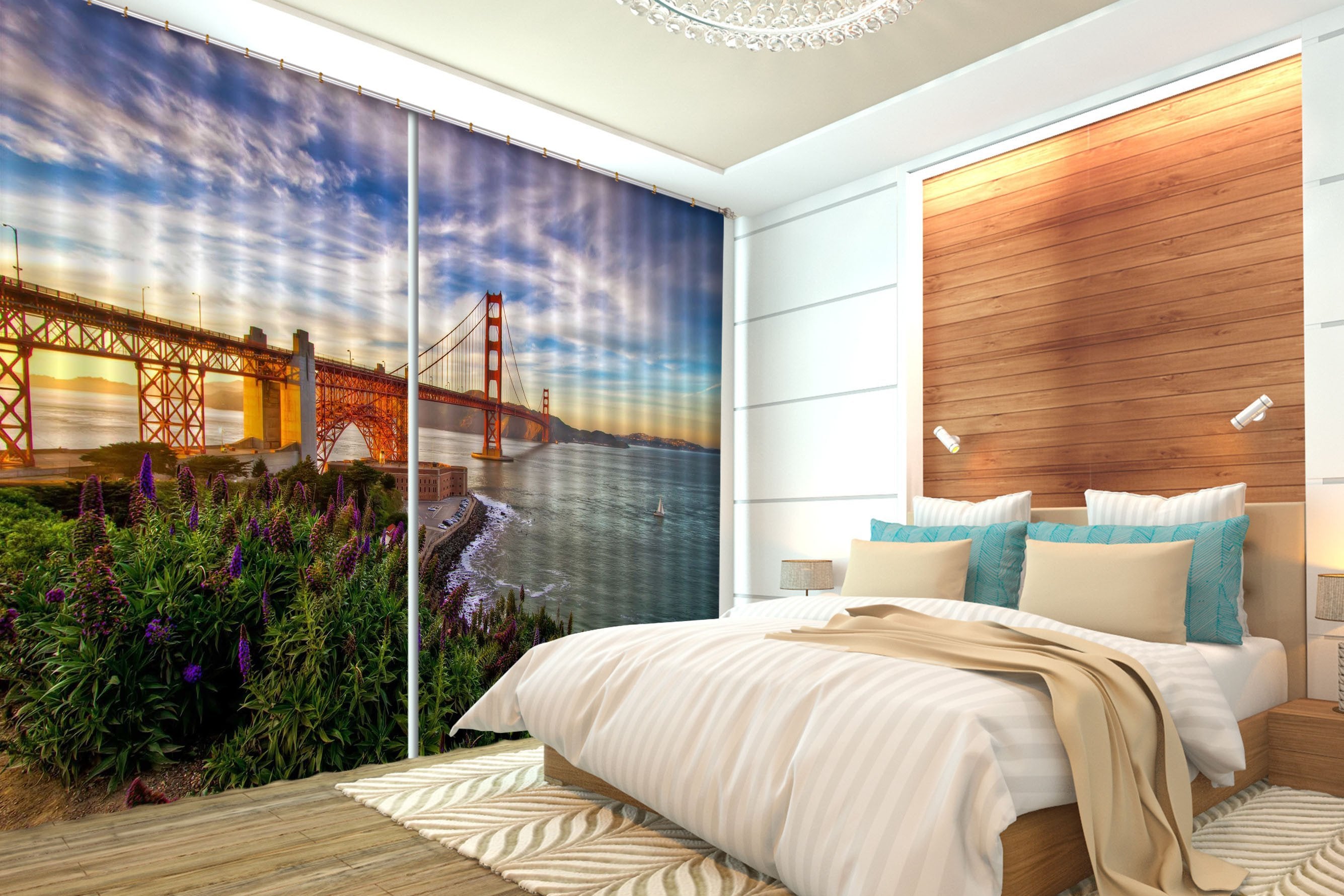 3D Golden Gate Bridge 442 Beach Curtains Drapes Wallpaper AJ Wallpaper 