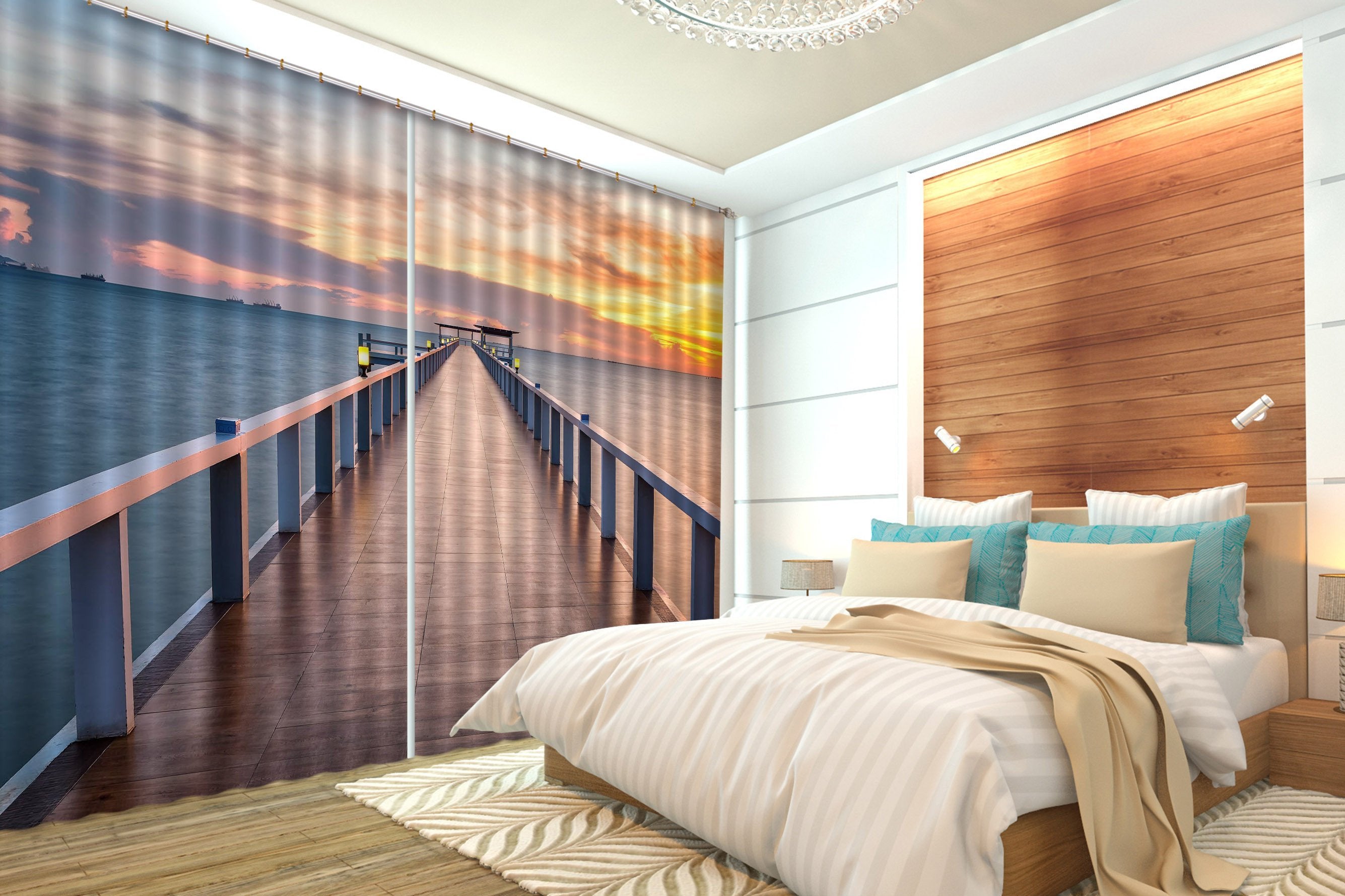 3D Sea Corridor Sunset 546 Curtains Drapes Wallpaper AJ Wallpaper 