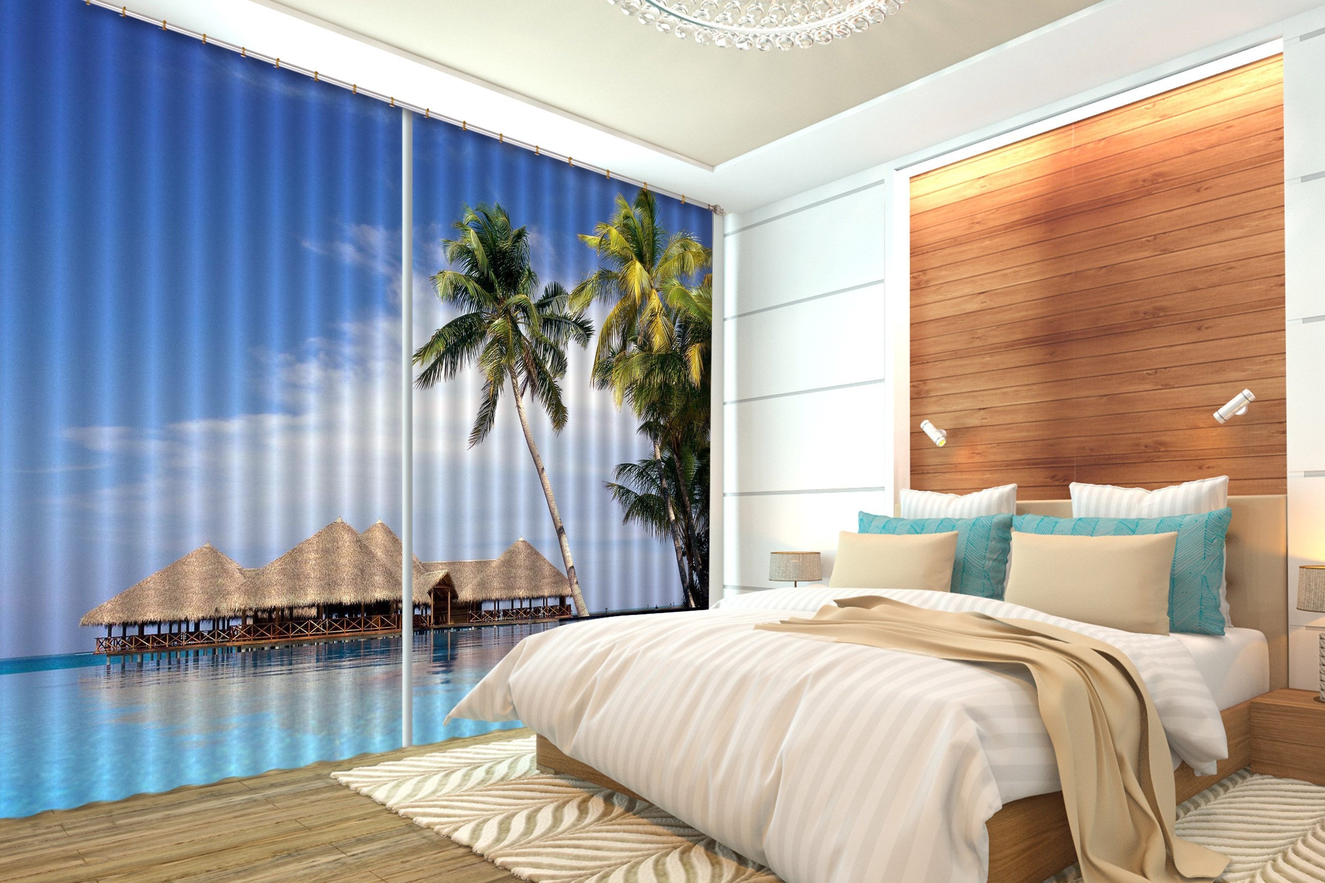 3D Sea Pavilions 2874 Curtains Drapes Wallpaper AJ Wallpaper 