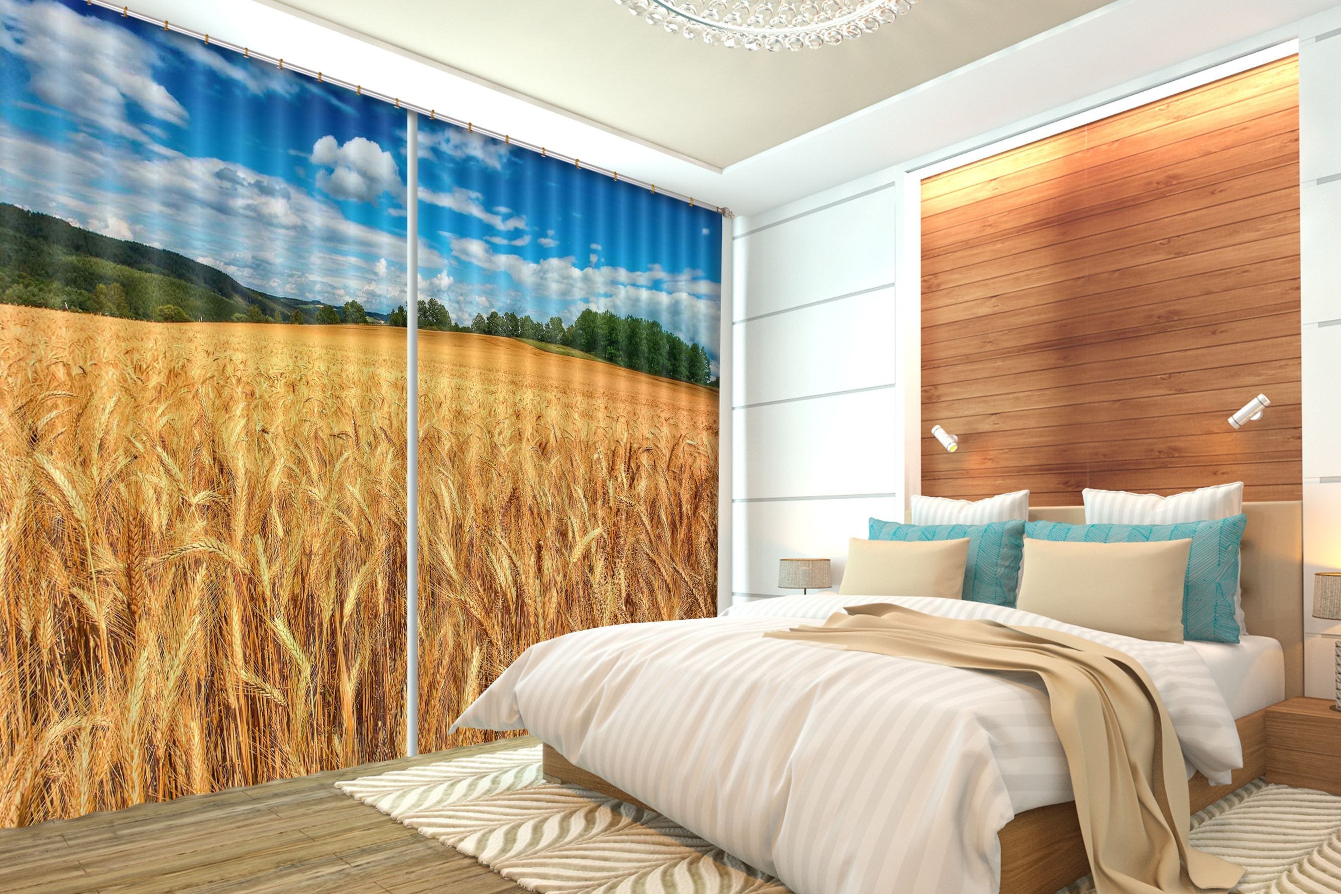 3D Mature Wheat Field 313 Curtains Drapes Wallpaper AJ Wallpaper 