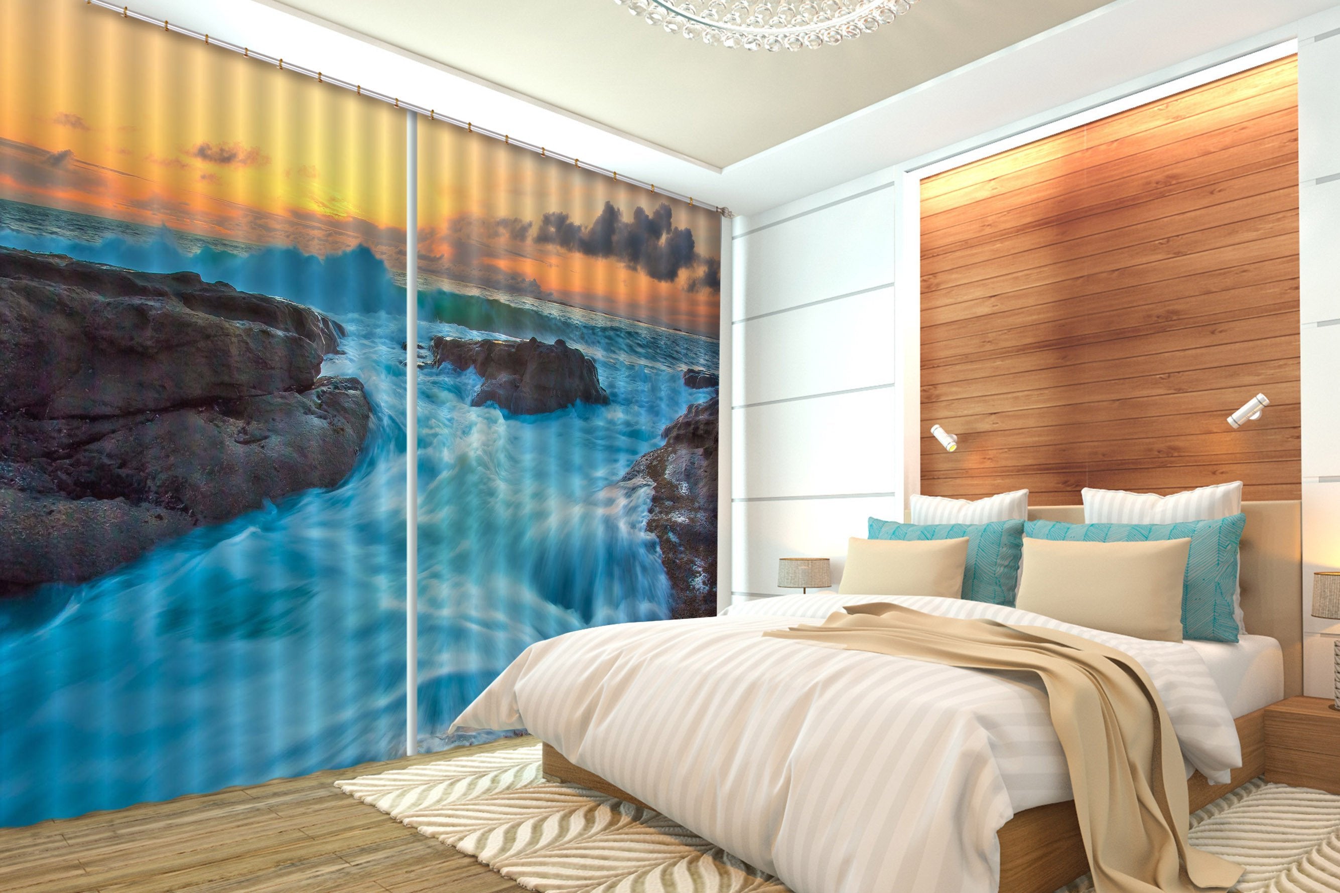 3D Pretty Sea Sunset 27 Curtains Drapes Wallpaper AJ Wallpaper 
