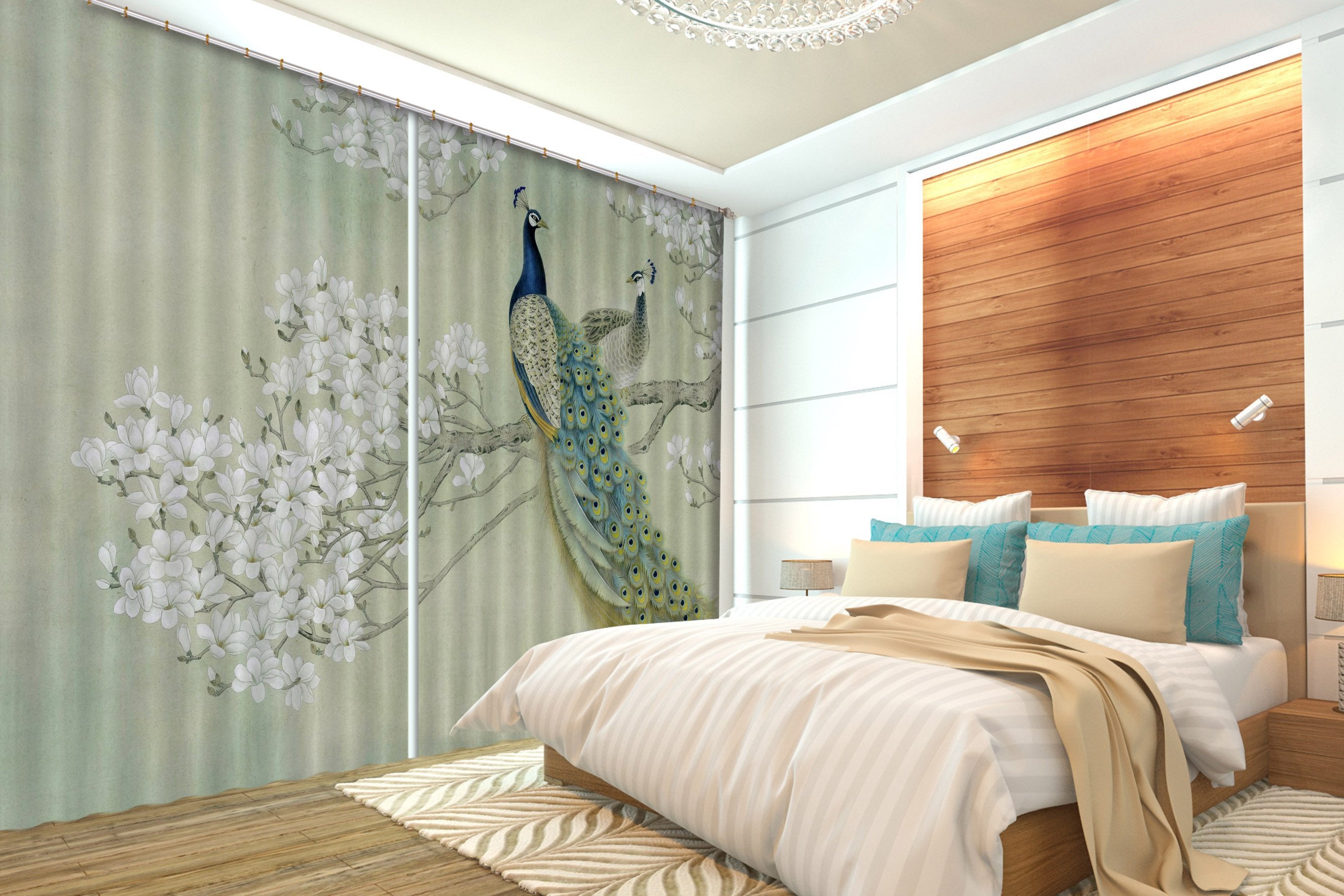 3D Flowers Tree Peacocks 431 Curtains Drapes Wallpaper AJ Wallpaper 